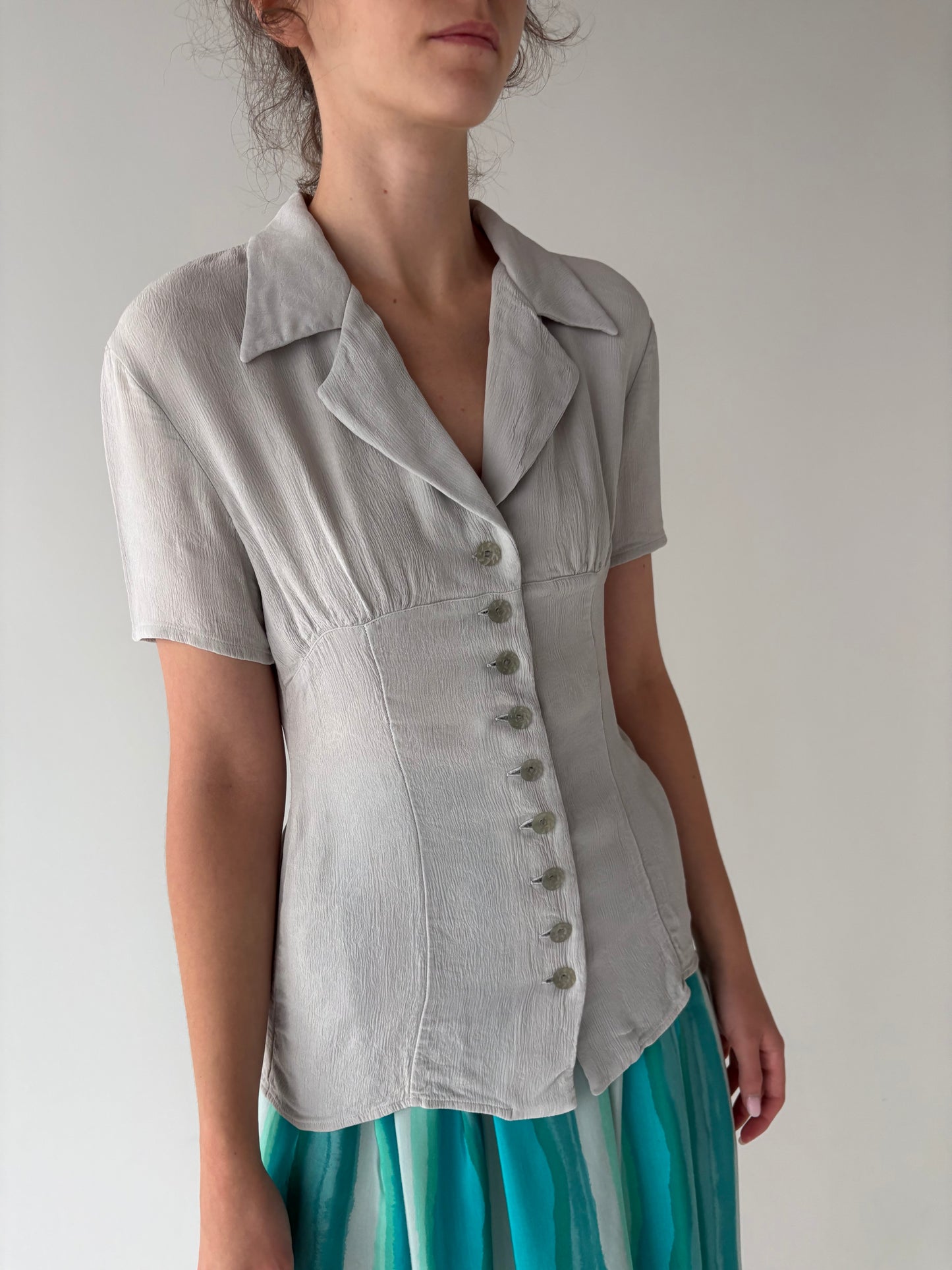 Top vintage cambrat italian warm gray