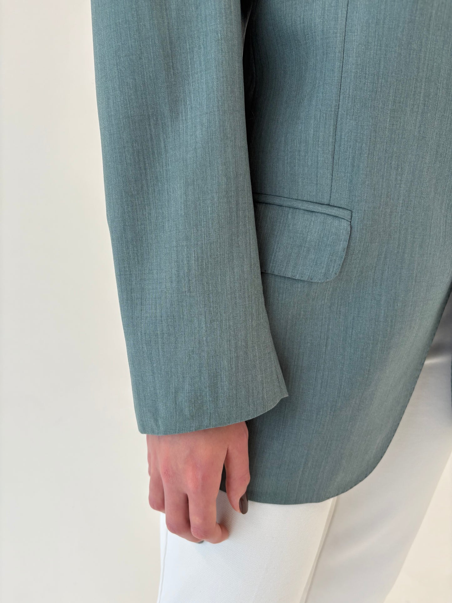 Sacou italian mint green din lana extrafina in croi actual