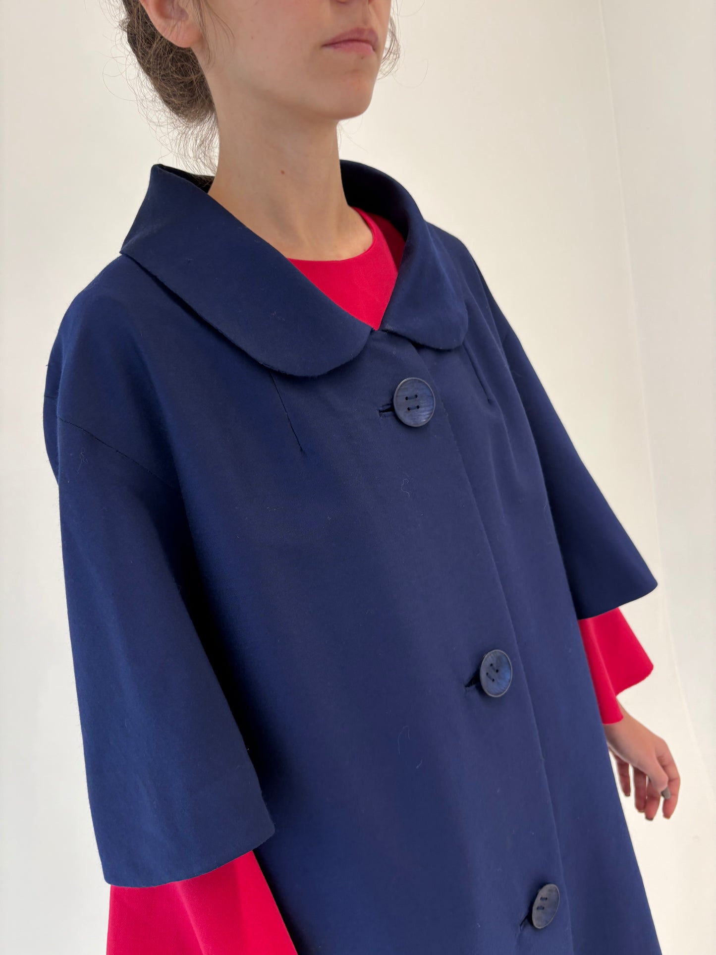 Cocoon coat de lana old vintage anii 50 ultra luxury de ocazie în stil Dior