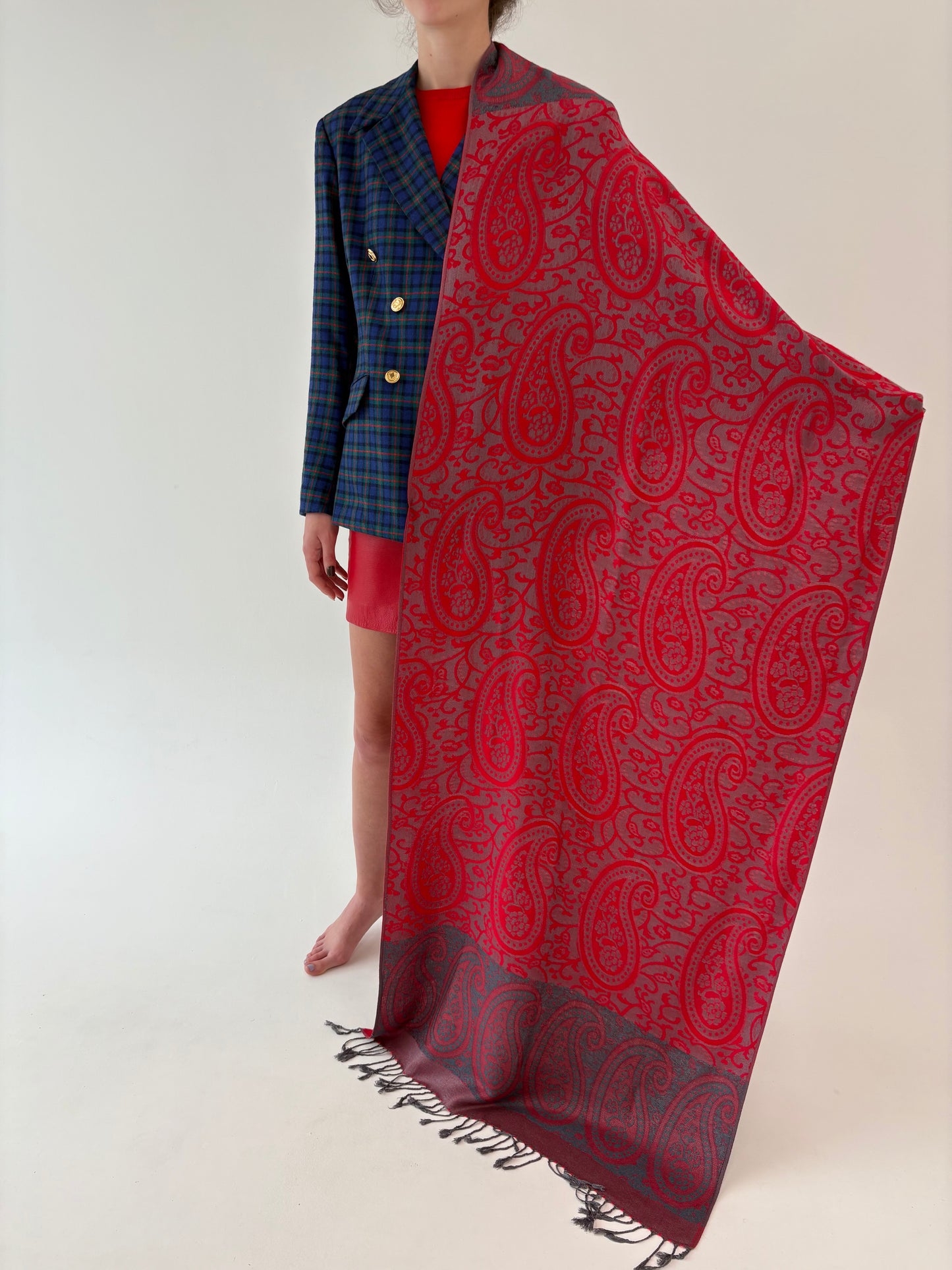 Sal XXL din țesătură jacquard cu motive paisley
