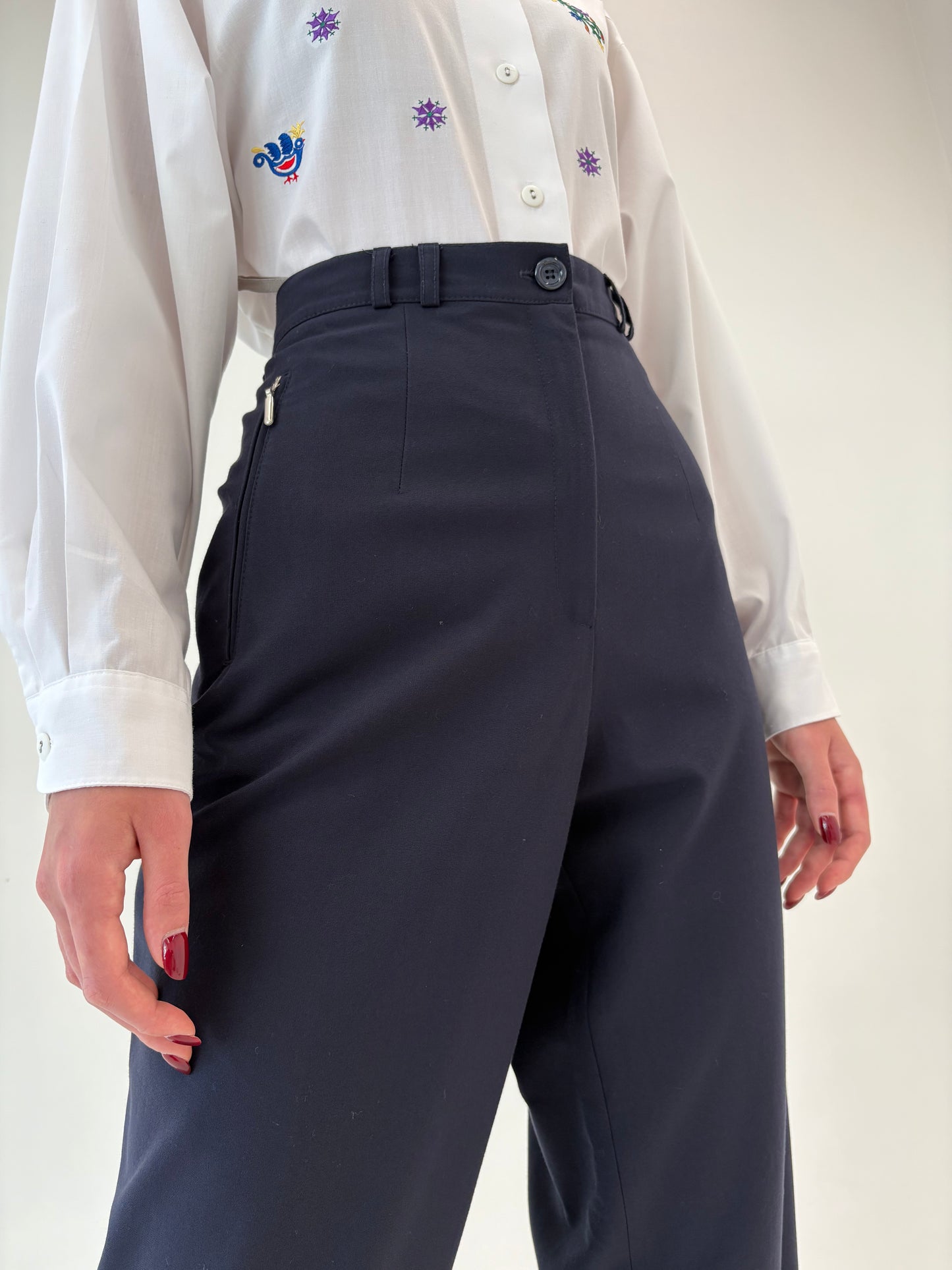 Pantaloni business tall cu talie ultra înaltă din mix de lana extrafina strech