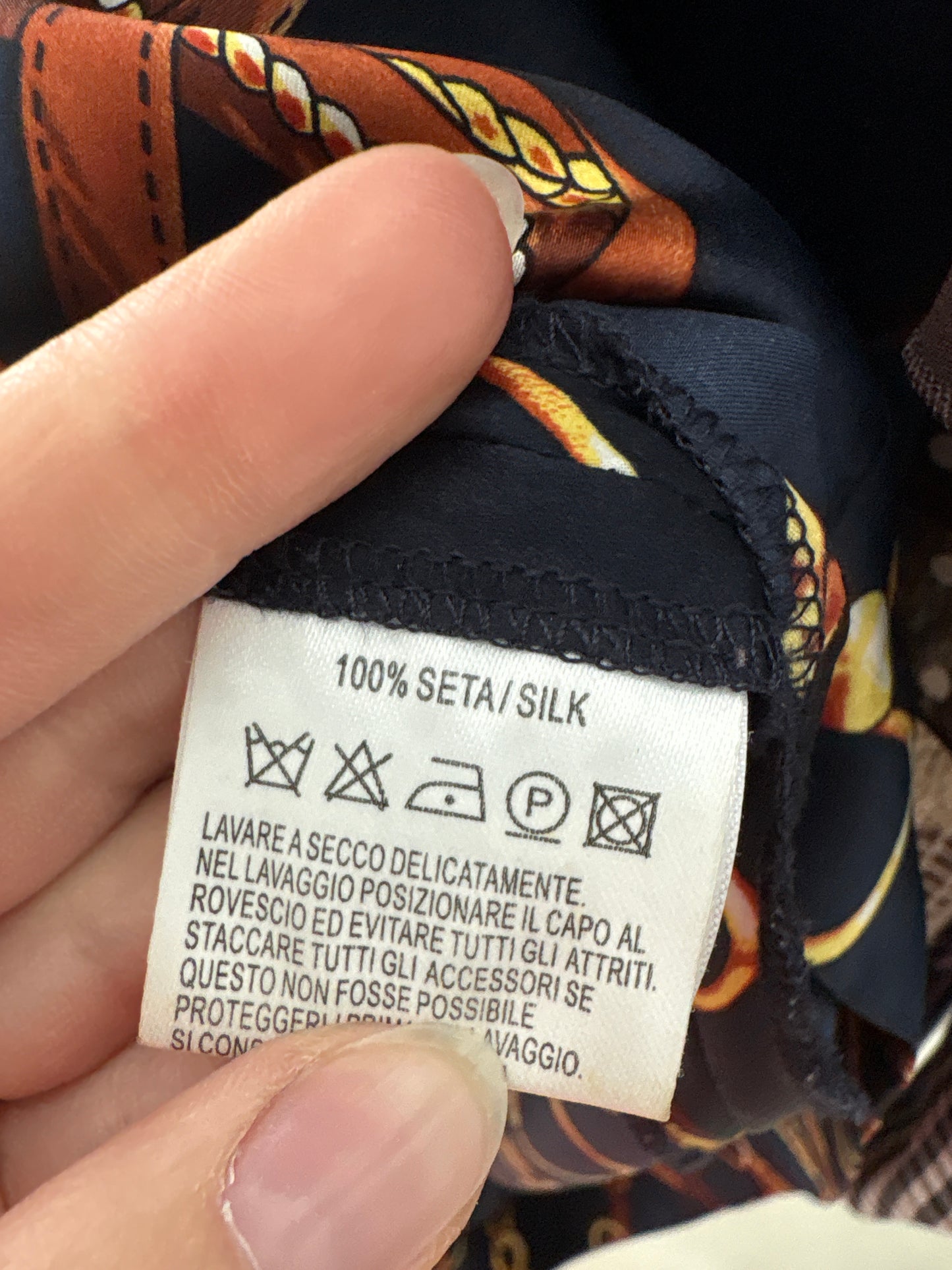 Rochie luxury Luisa Spagnoli din twill de mătase naturală cu print baroc și centura proprie