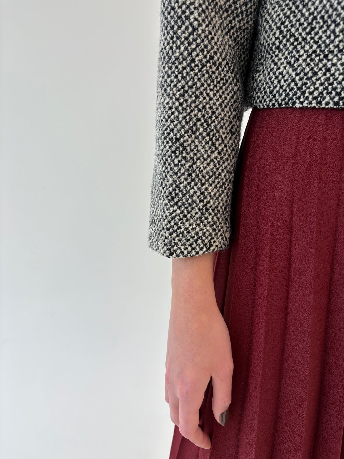 Sacou in stil Chanel super premium italian din tweed de lana și mohair