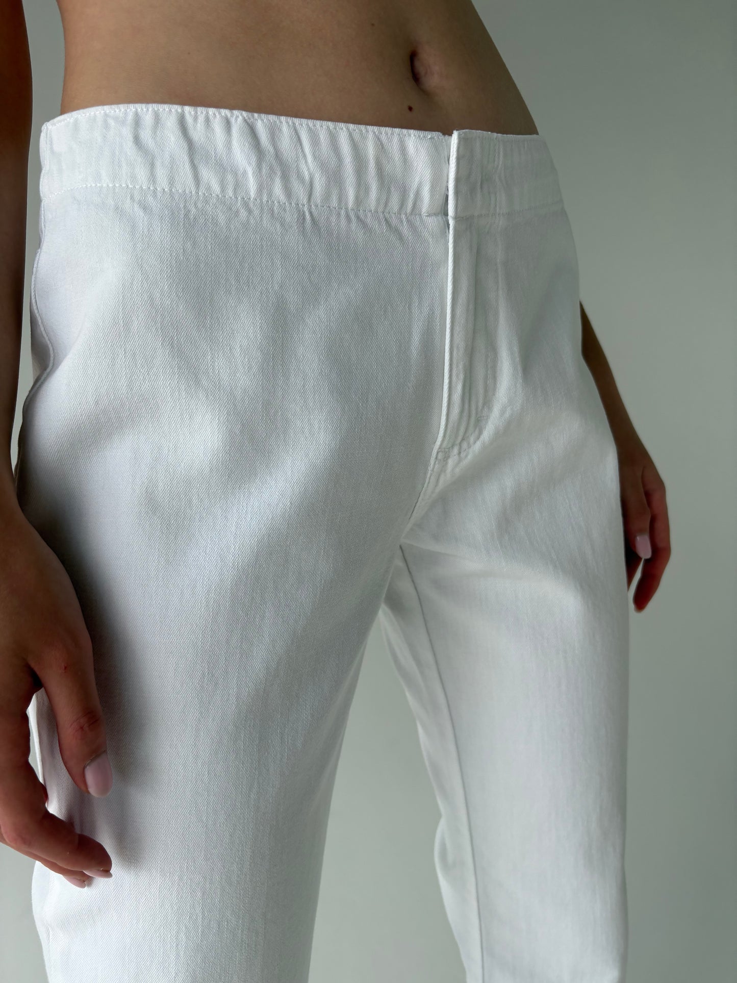 Pantaloni vintage capri din bumbac cu talie elastică