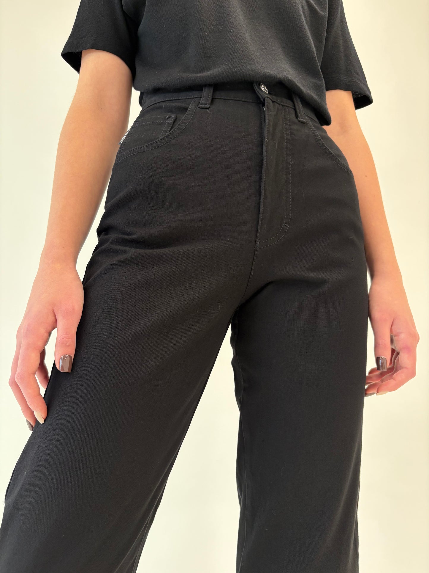 Jeans negri ultra confort modelatori din bumbac și lycra cu talie ultra înaltă