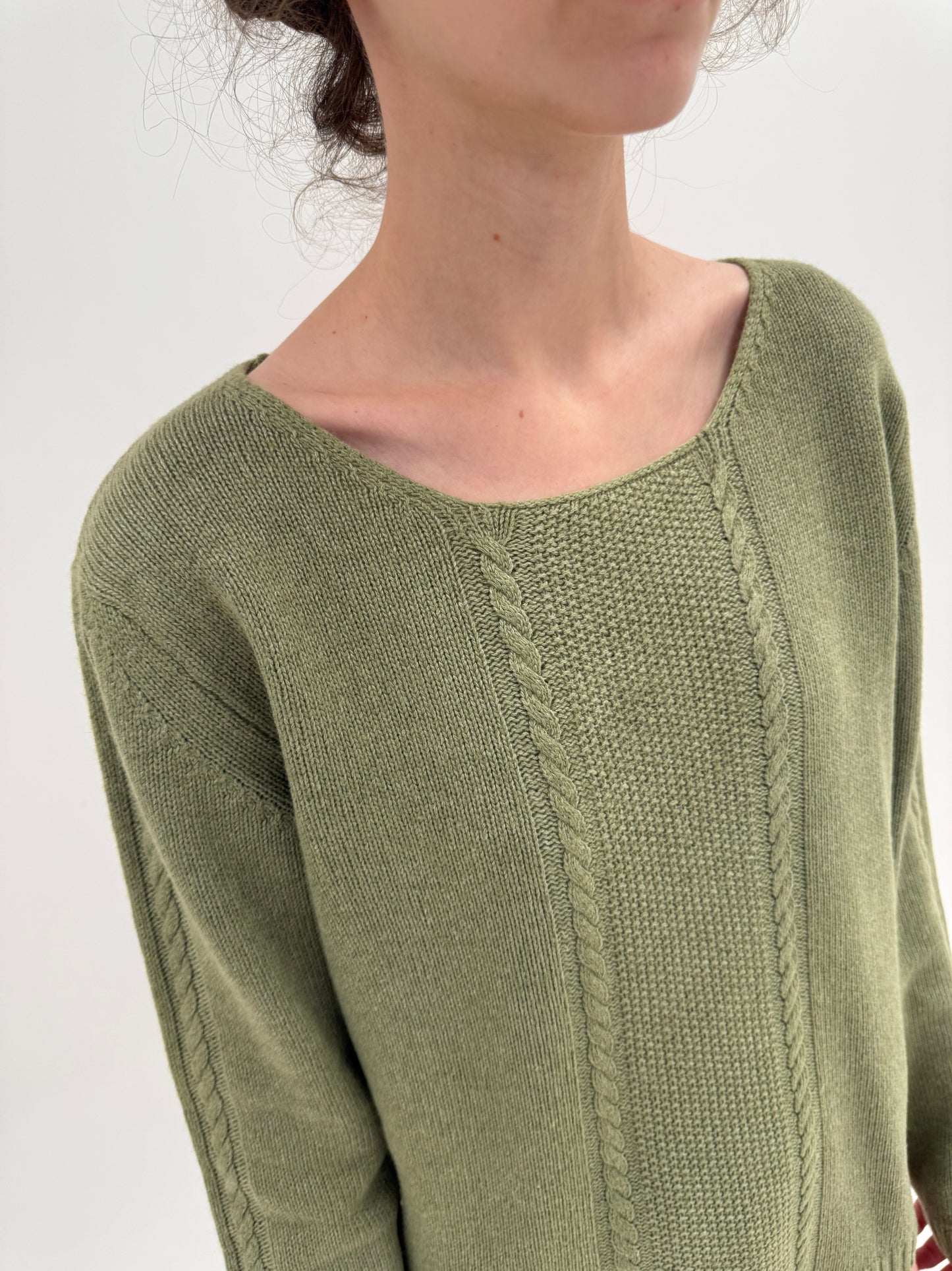 Pulover italian seaweed green din lana merino extrafina multiply de gramaj mare