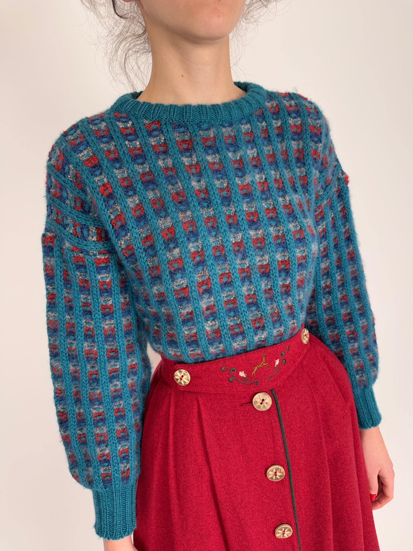 Pulover vintage gros din lana texturată