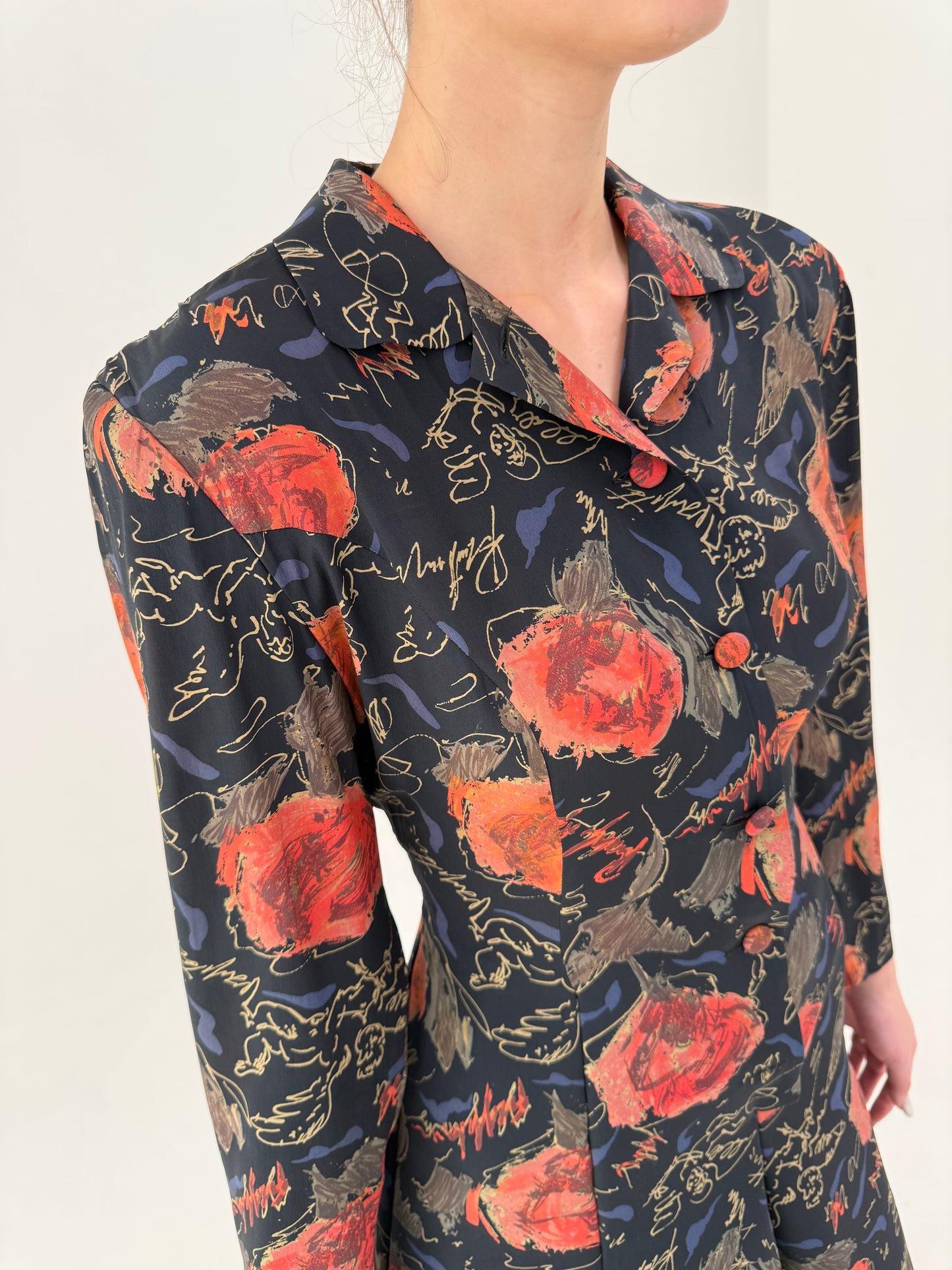 Rochie vintage din mătase naturală în clini cu fusta în stil anii 50 de la zi la seară