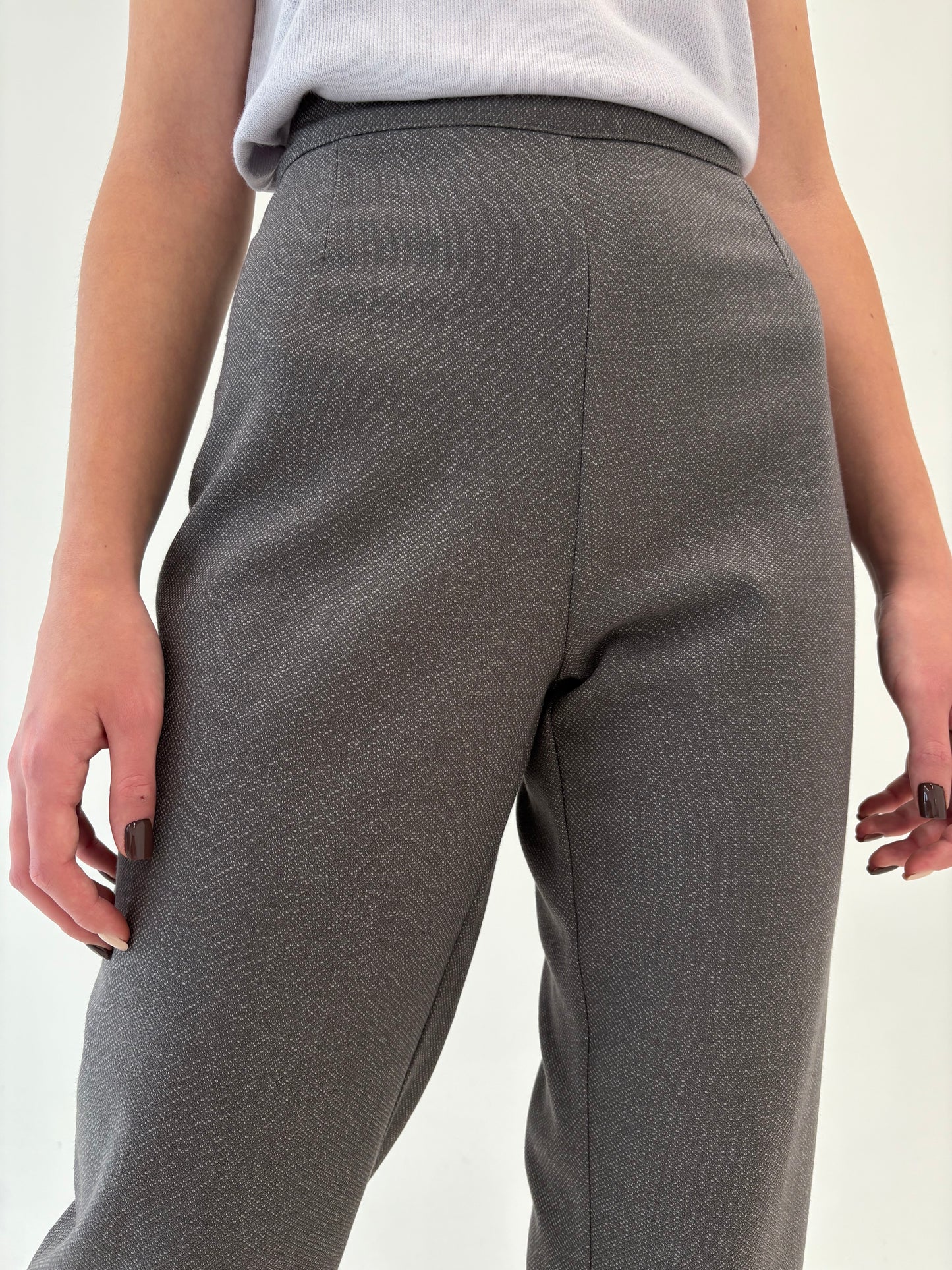 Pantaloni țigaretă petite din stofă de vascoza cu lana extrafina