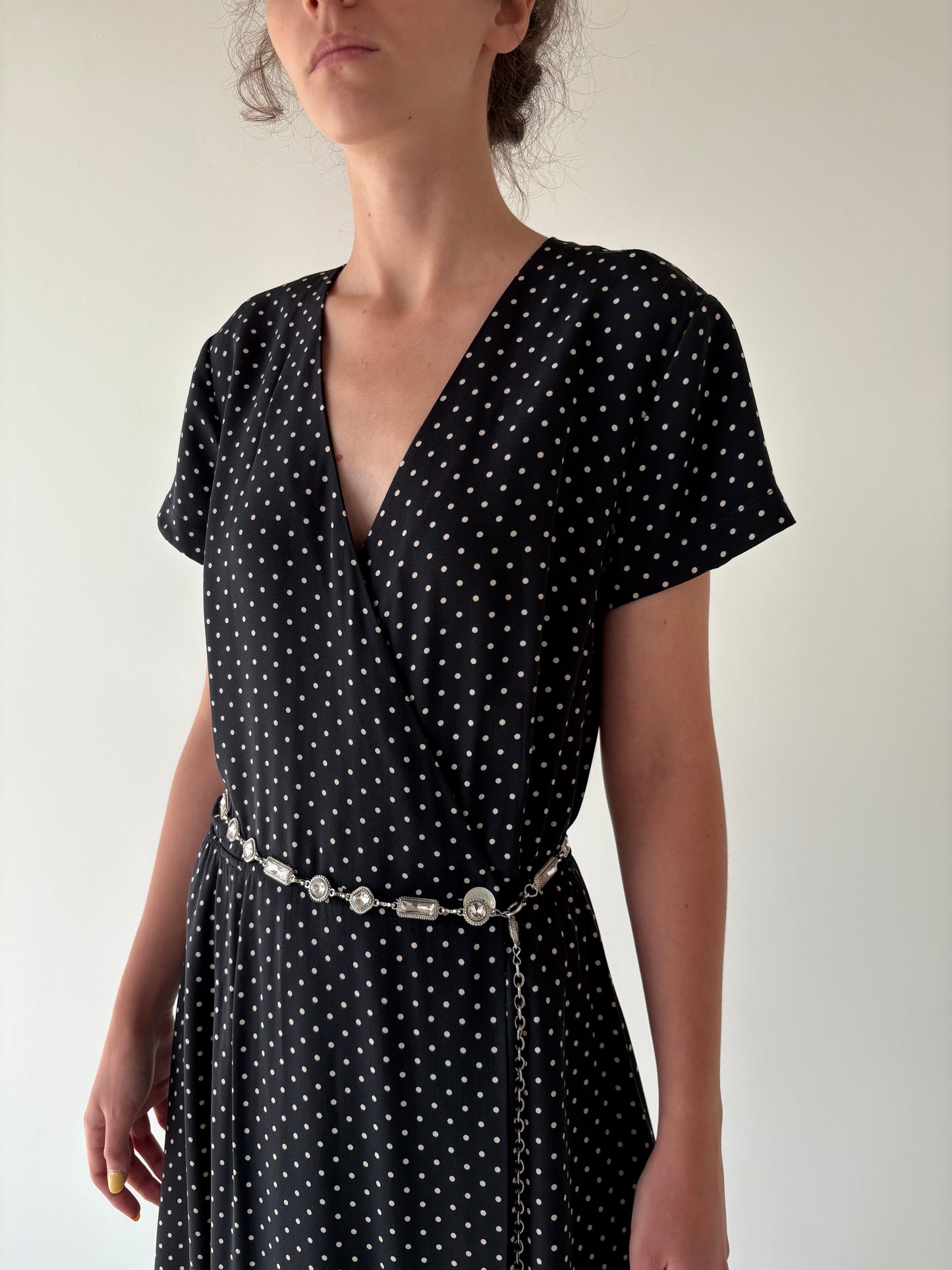Rochie Maxi luxury Madeleine din mătase naturală cu buline de la zi la seară