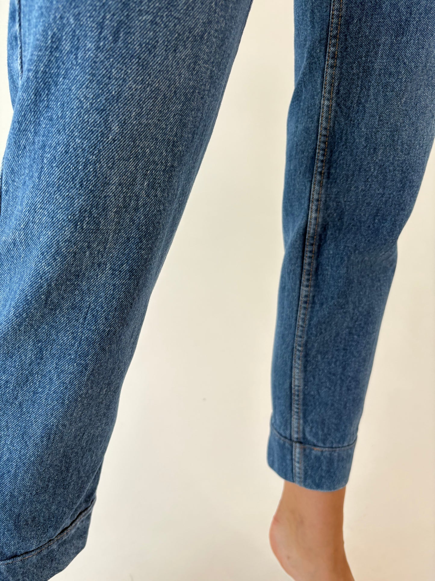 Jeans vintage super premium structurat cu talie ultra înaltă classic wash