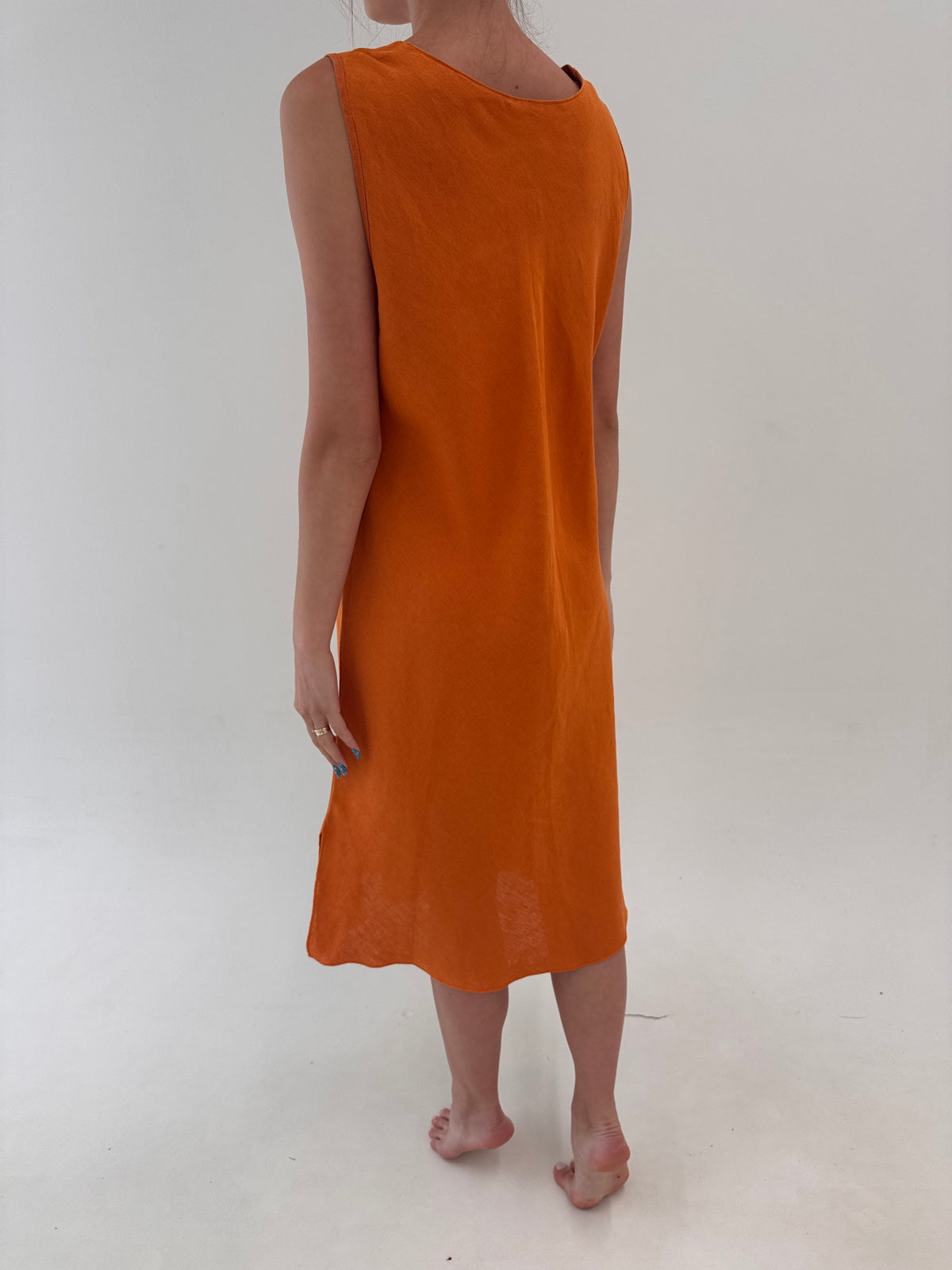 Rochie italiană pumkin orange din in premium in bie