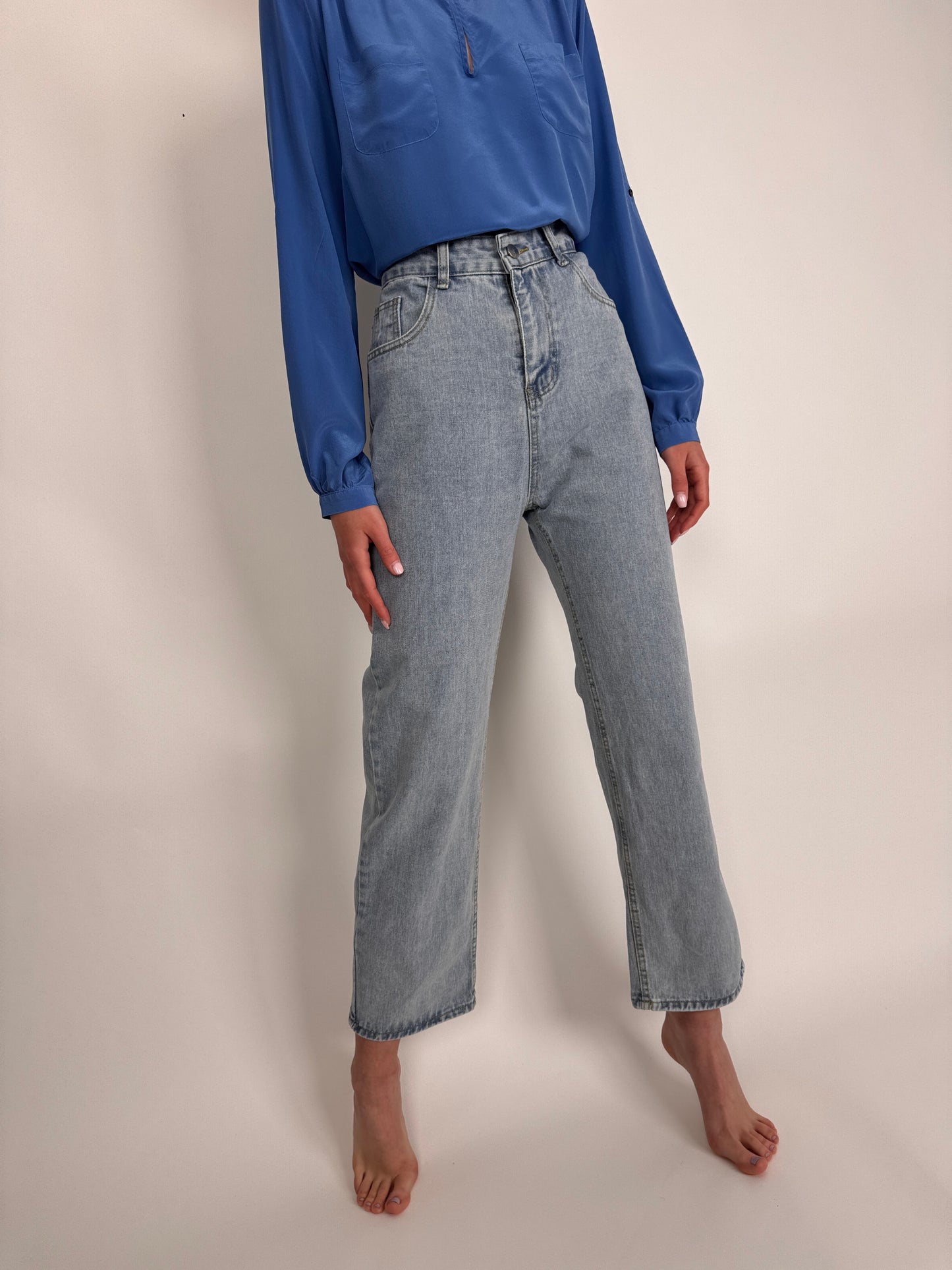 Jeanși tall cu talie ultra înaltă light wash