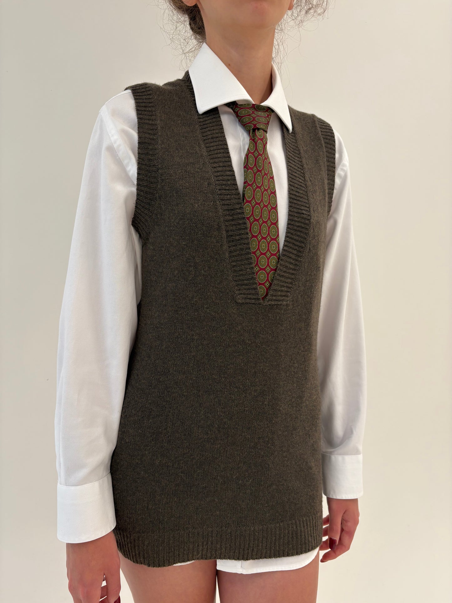 Vestă de brand luxury Luisa Cerano din lana extrafina dark brown