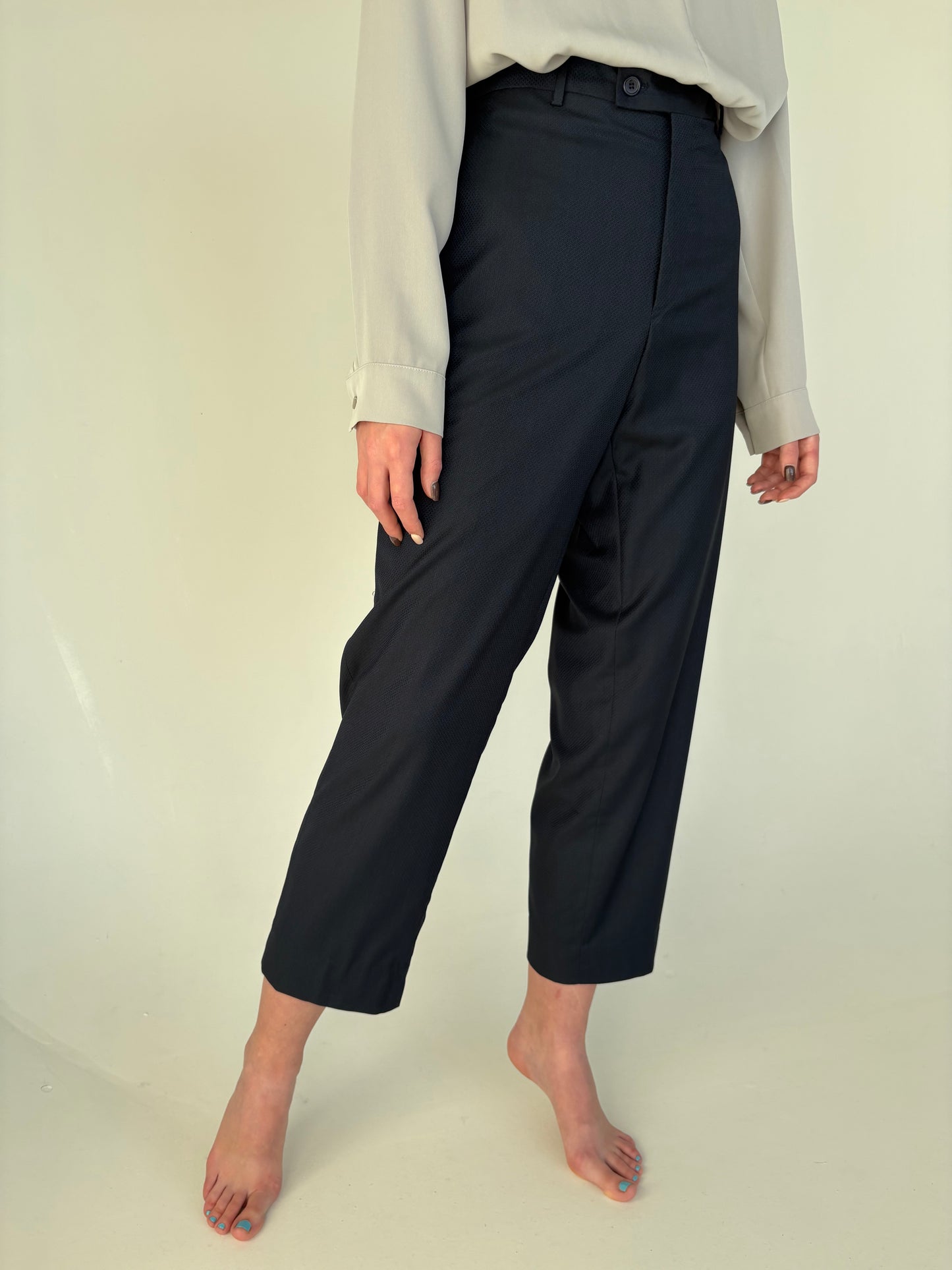 Costum italian Navy blue din stofita de lana extrafina texturată