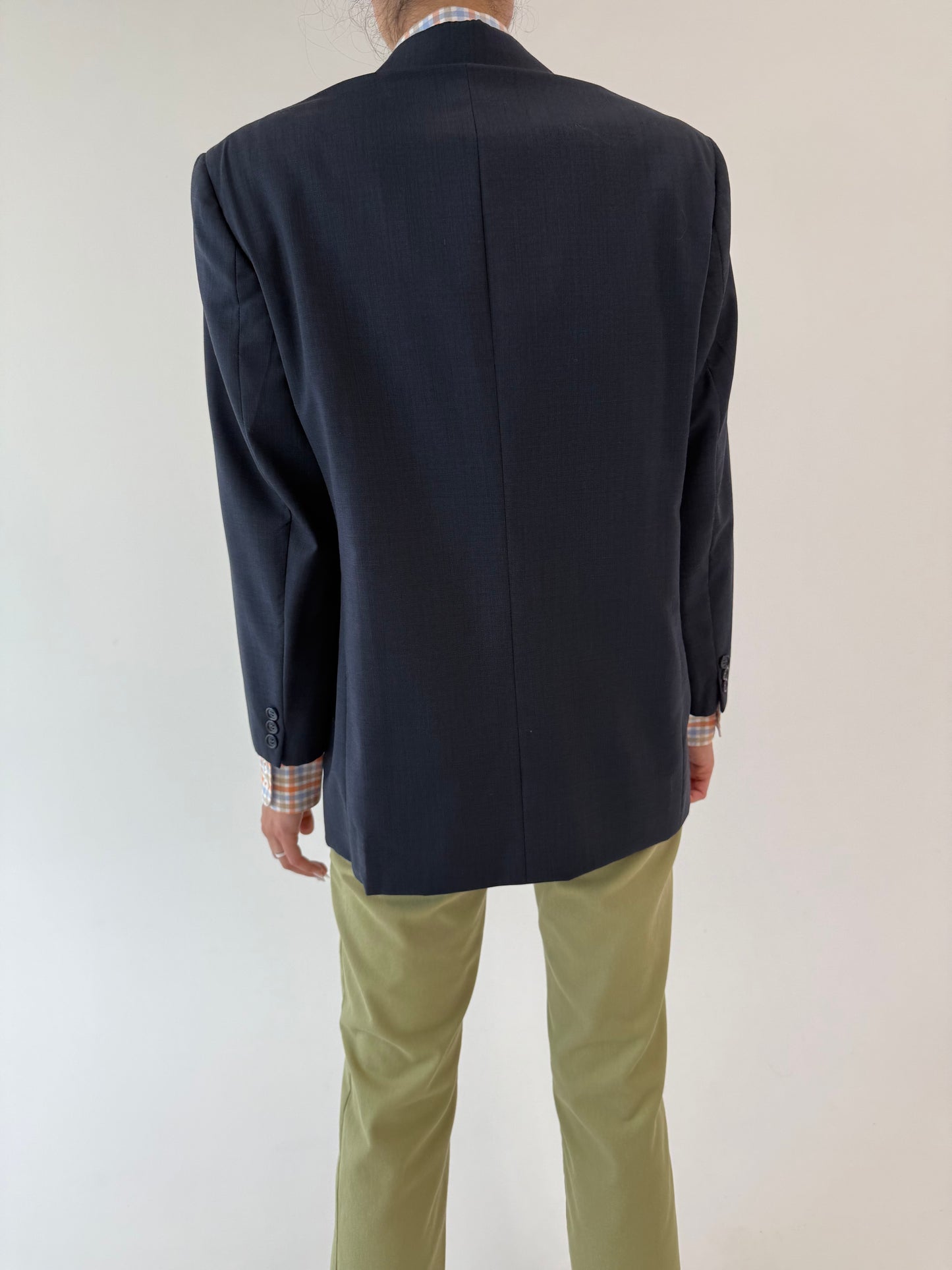 Sacou luxury italian din lana pura extrafina în croi actual Navy blue