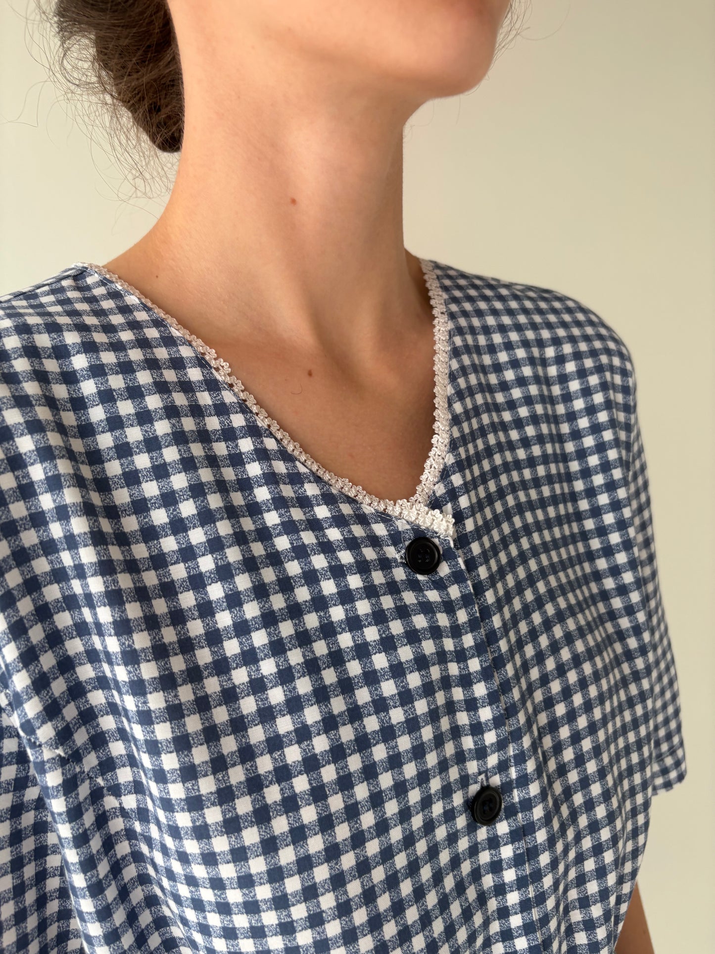 Rochie vintage gingham super vaporoasă cu talie reglabilă