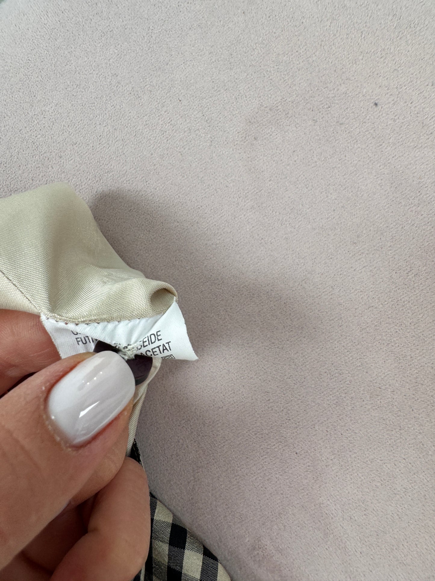 Rochie din panzica de mătase naturală gingham