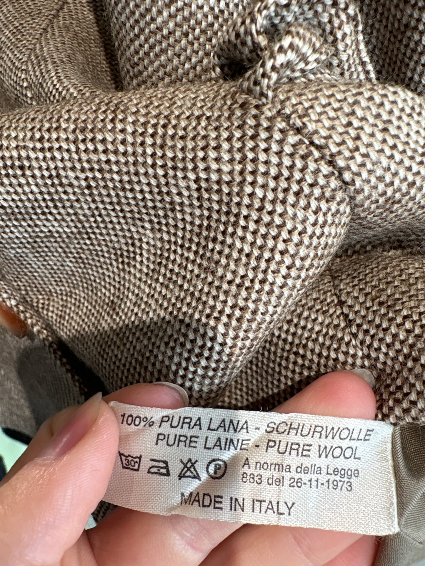 Sacou vintage cambrat chocolate brown cu ivoire din lana plină extrafina