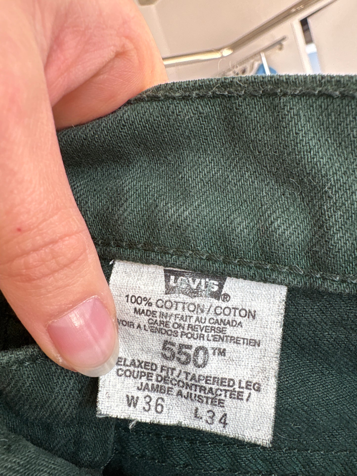 Jeans vintage Levi’s model 550 tall cu talie ultra înaltă forest green