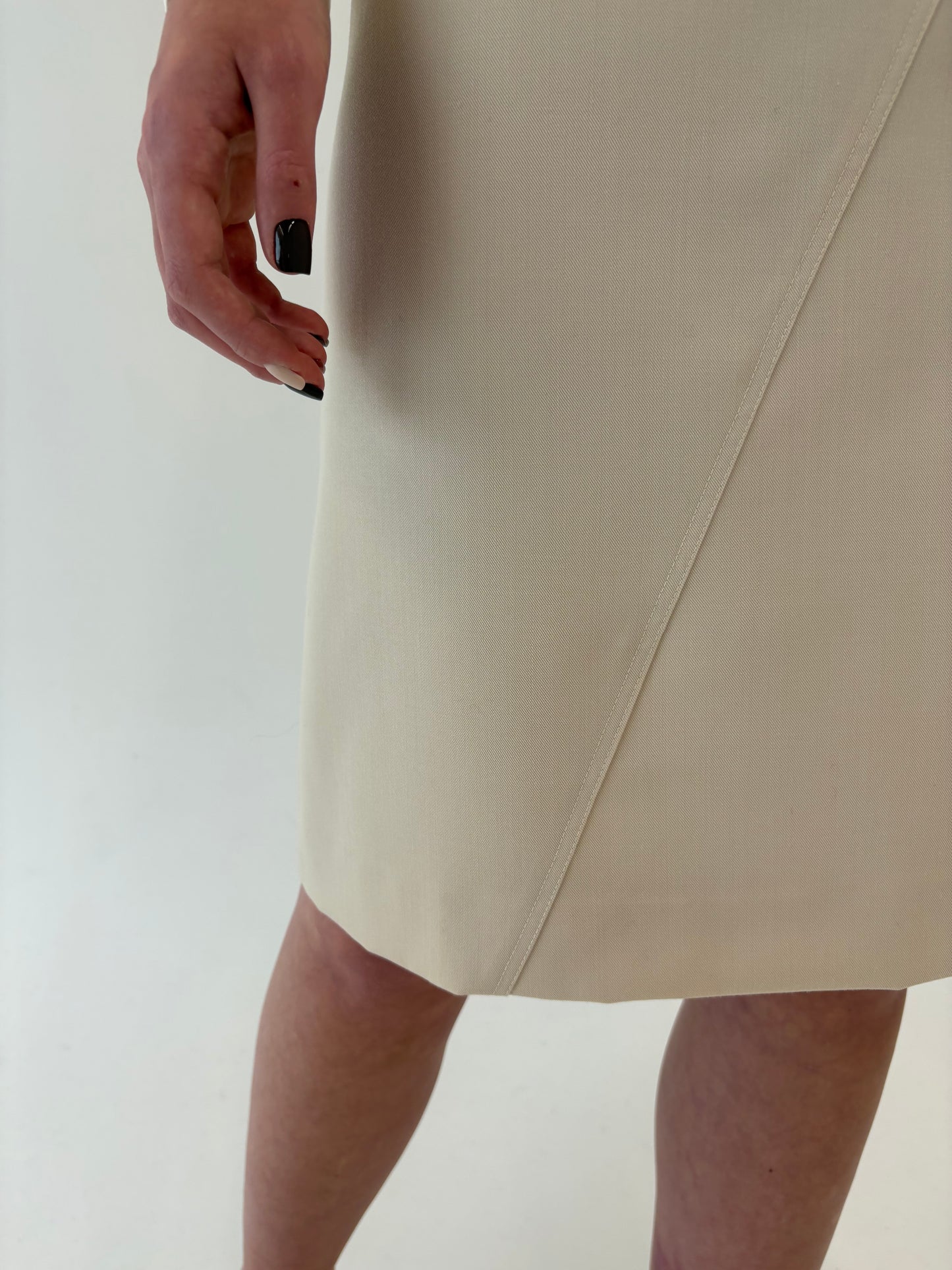 Fustă de brand luxury italian plus size Elena Miro light nude din lana extrafina