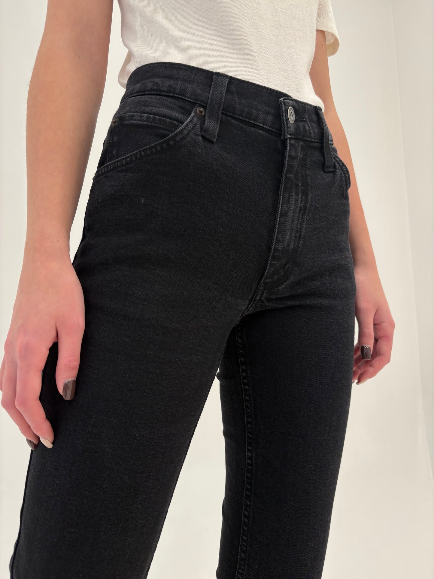 Jeans premium black wash din material plin modelator