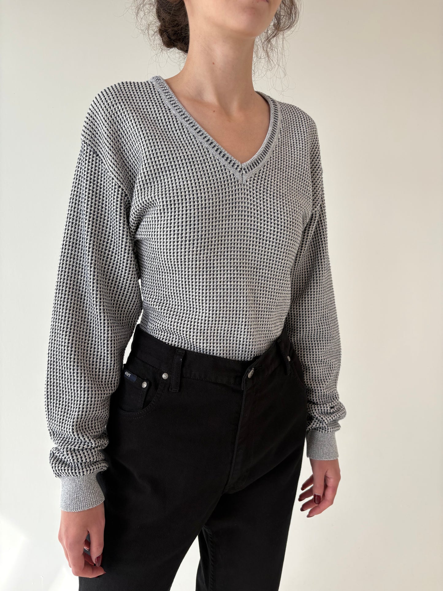 Pulover luxury tall italian in anchior din jerse texturat