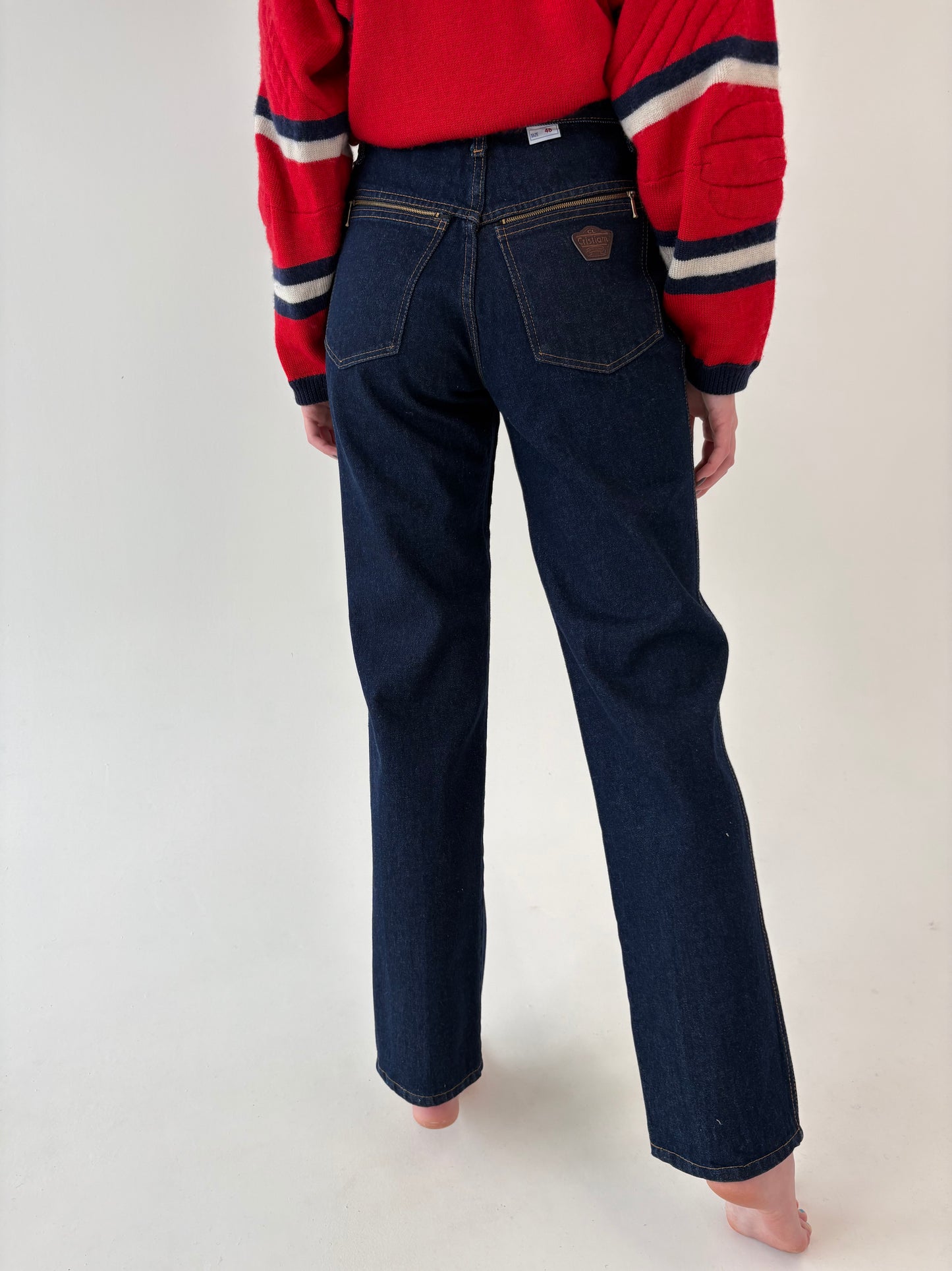 Jeans vintage premium raw dark wash cu talie ultra înaltă tall