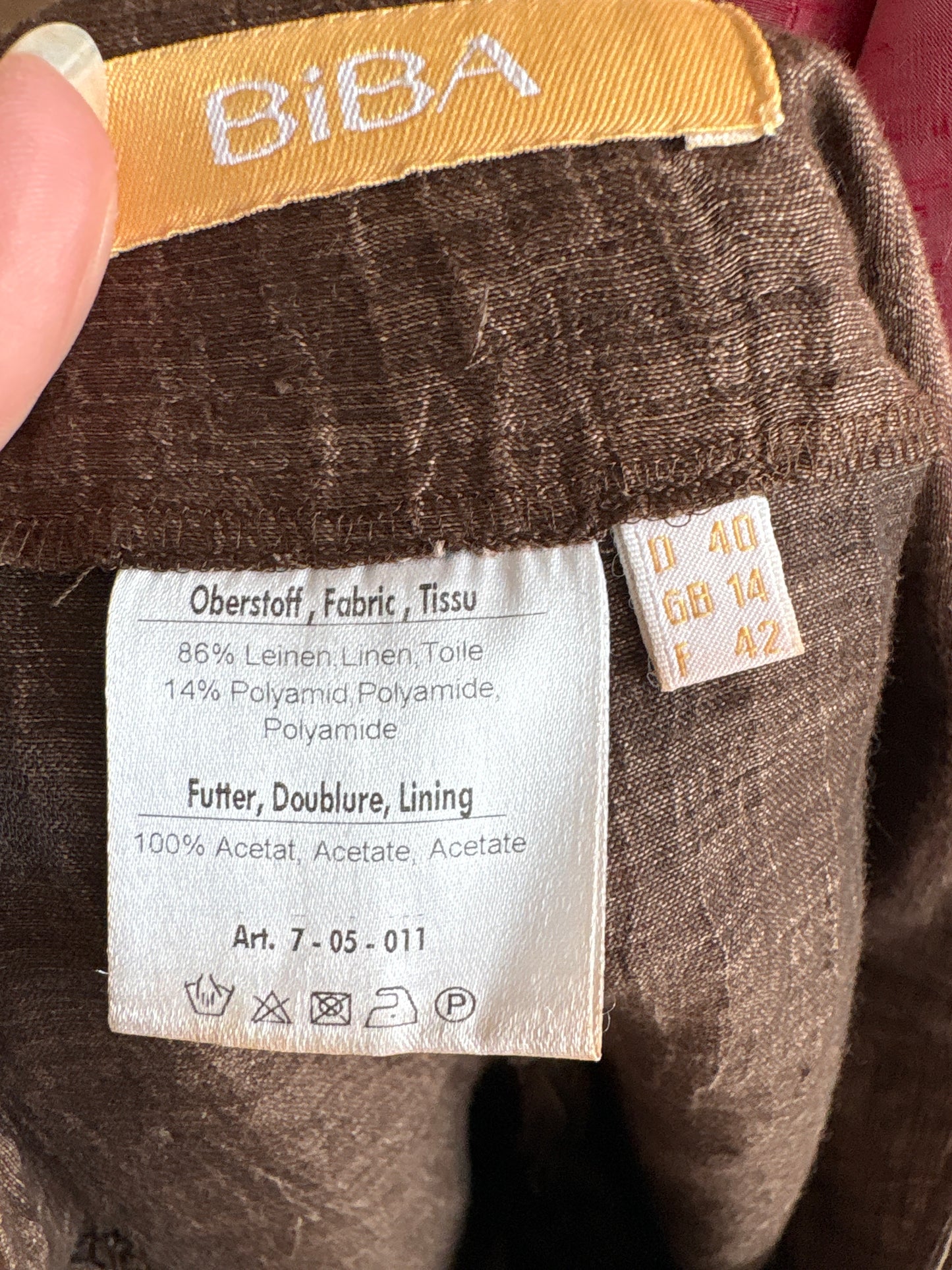 Pantaloni de brand luxury vintage Biba din in caramel brown