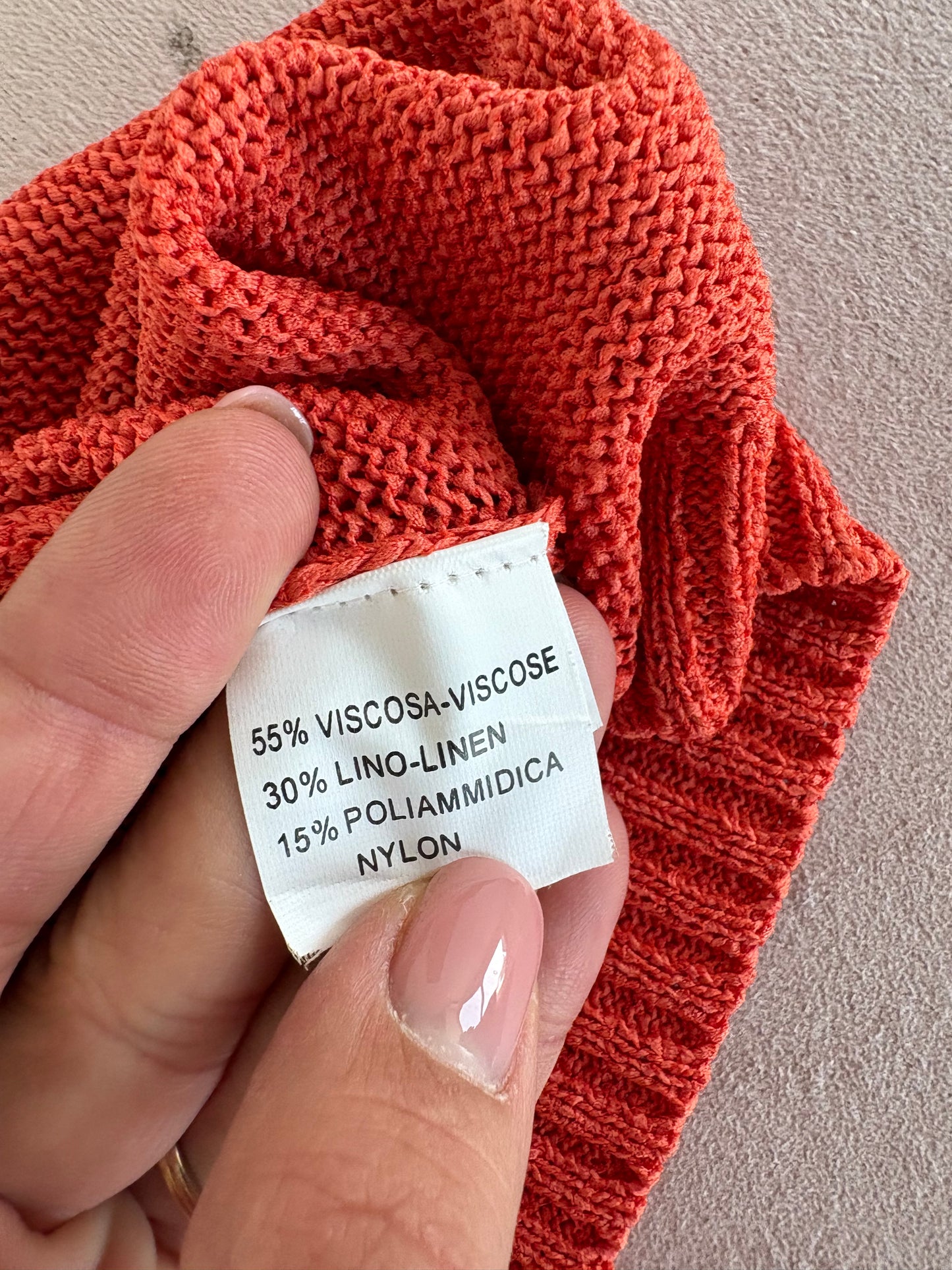 Cardigan fire orange de vară din mix de in cu vascoza