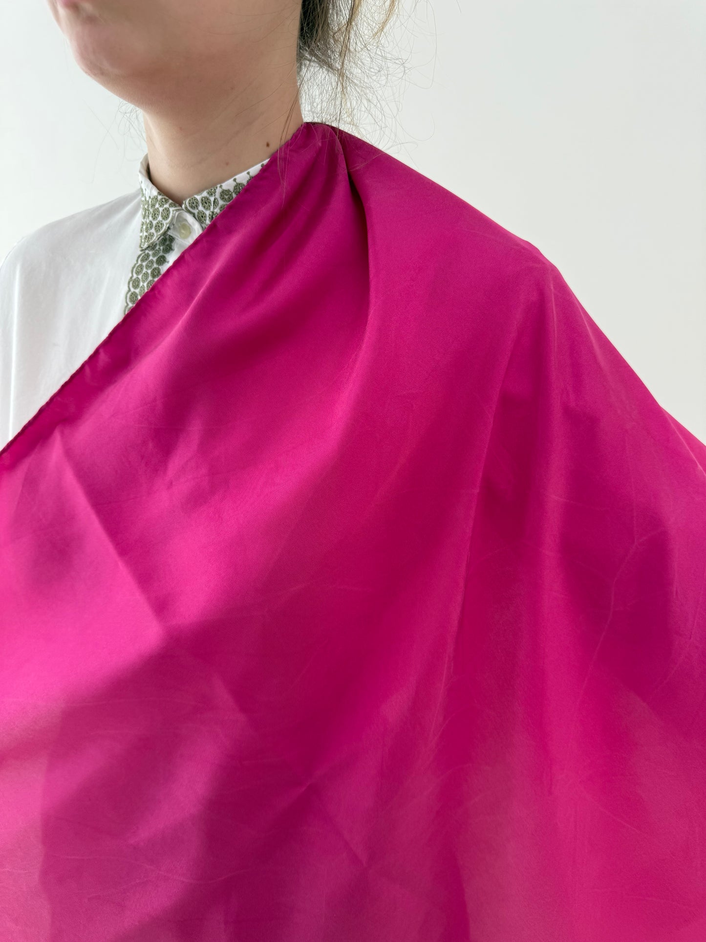 Eșarfă fucsia XL din mătase naturală