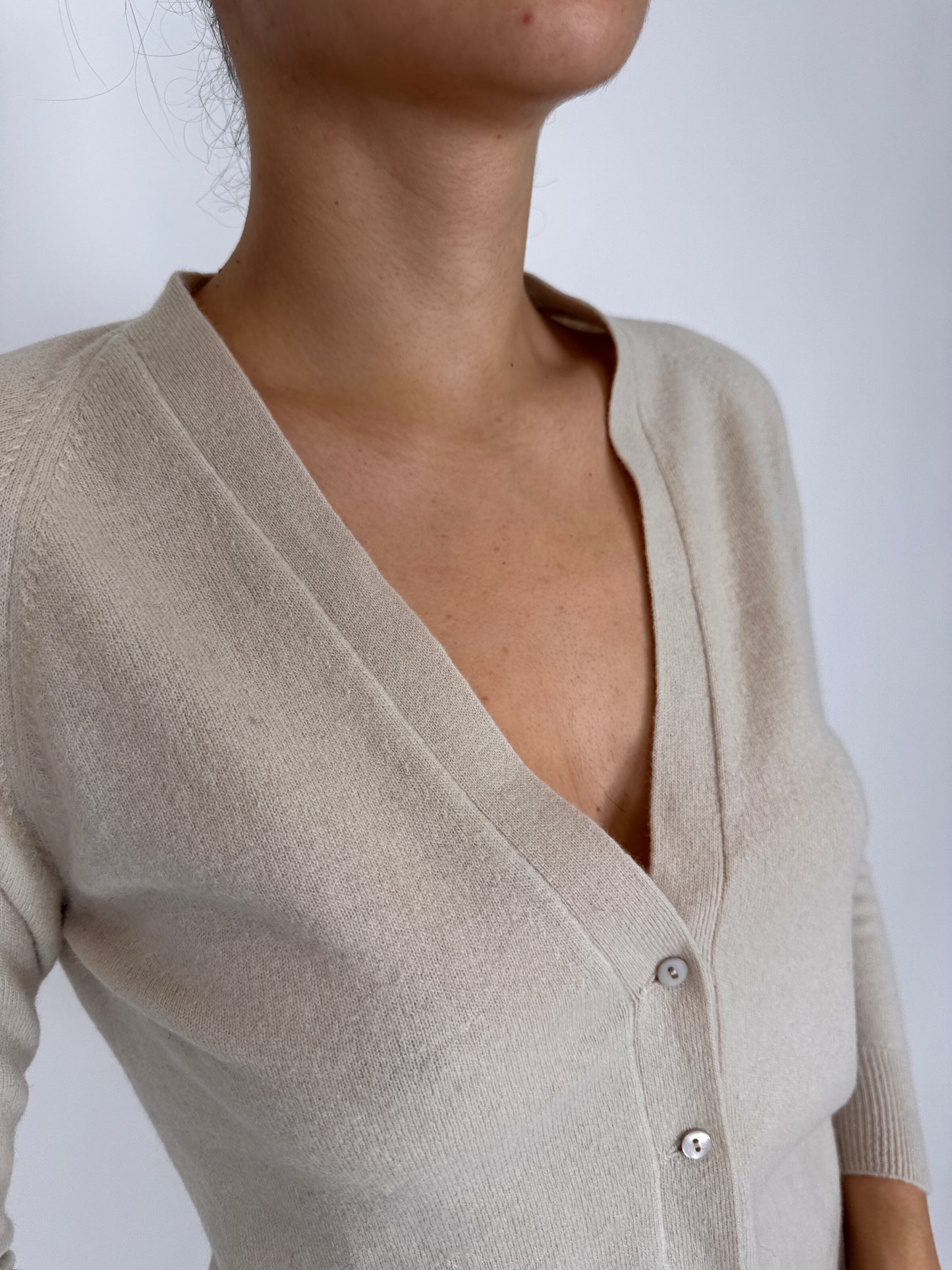 Cardigan premium italian light nude din lana extrafina