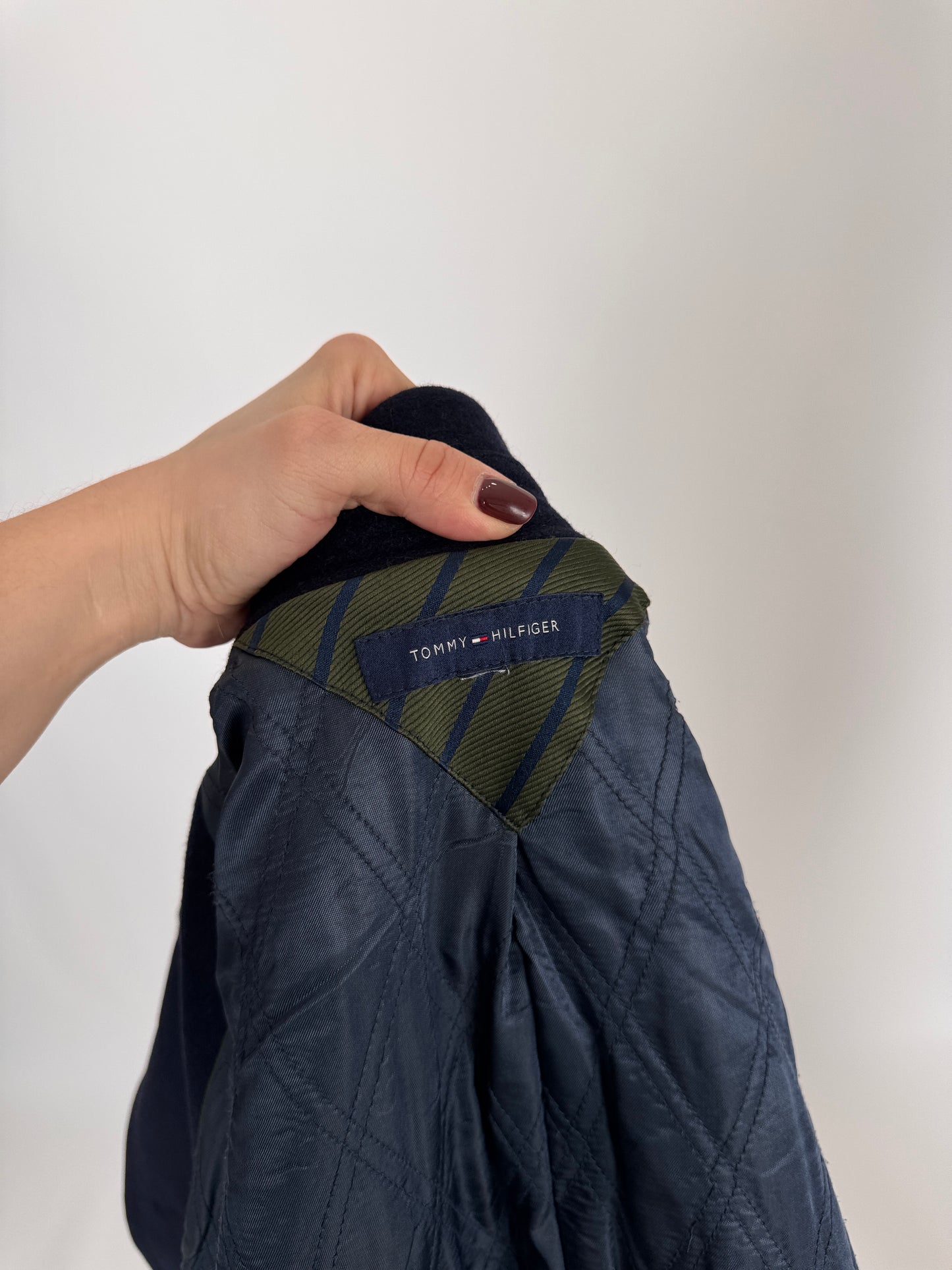 Jacheta Tommy Hilfiger cu închidere dublă din stofă de lana Navy