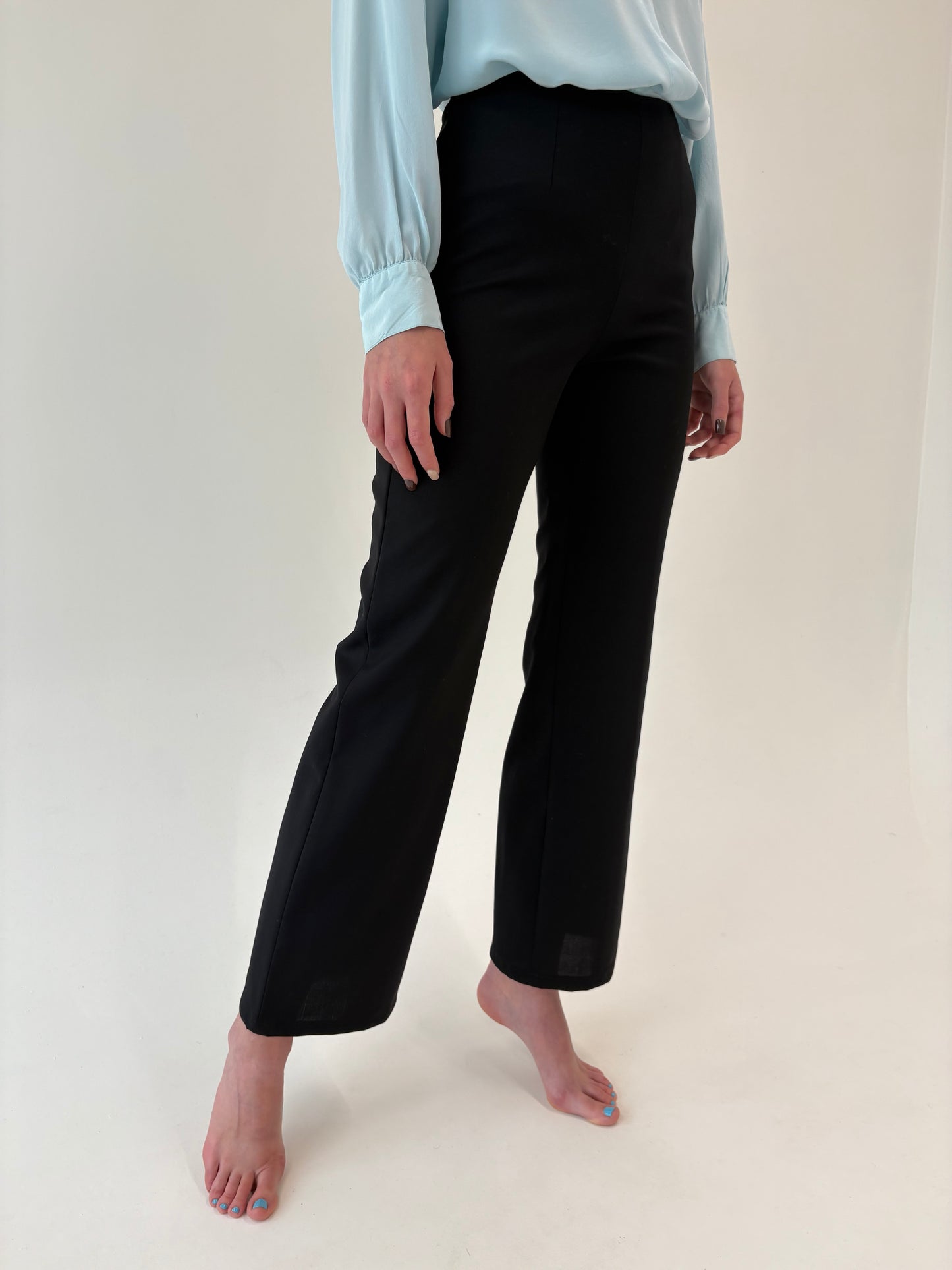 Pantaloni negri italienești din lana extrafina cu talie înaltă de la zi la seară