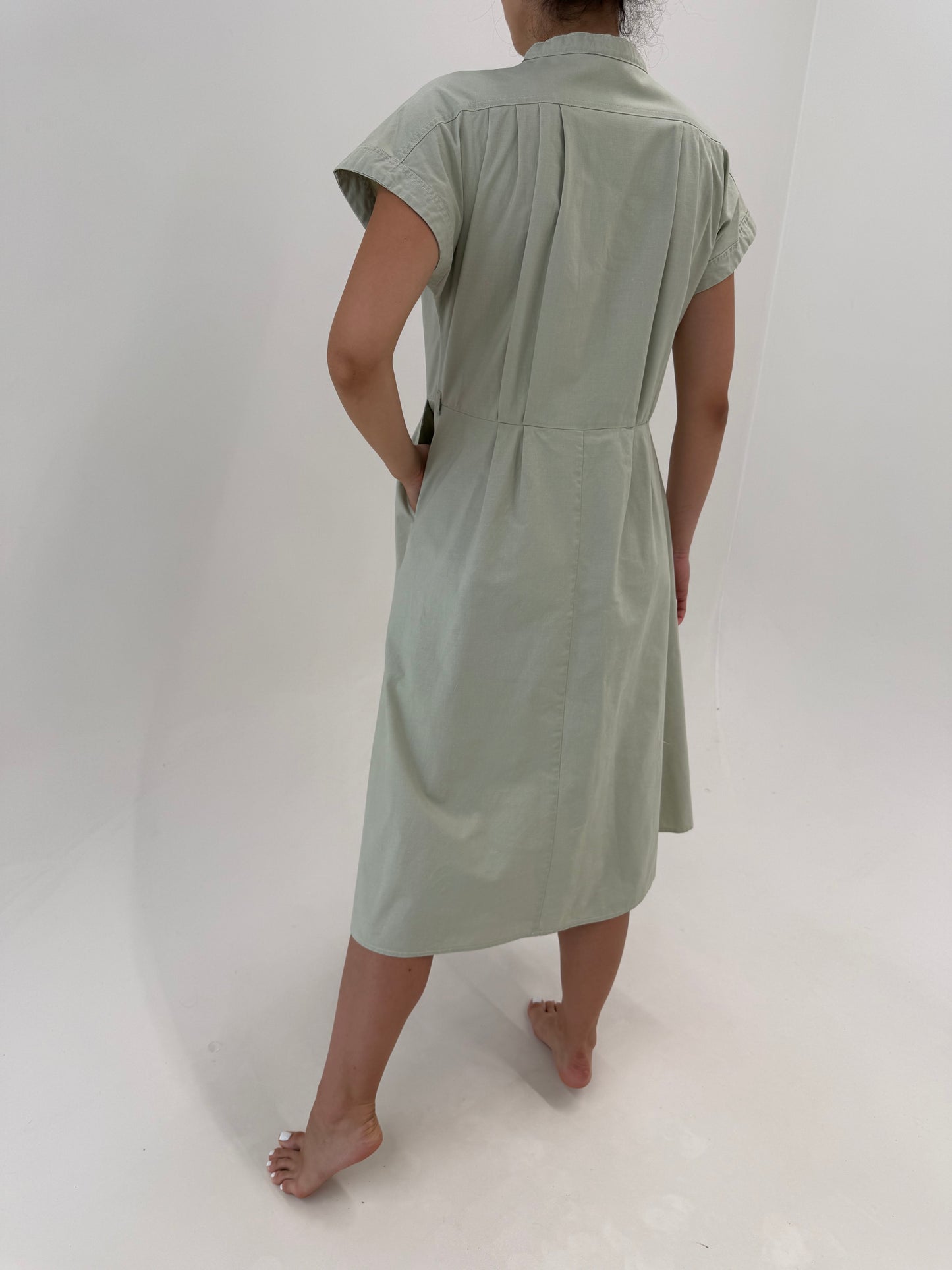 Rochie vintage maxi excepțională în croi retro modern din canvas de bumbac