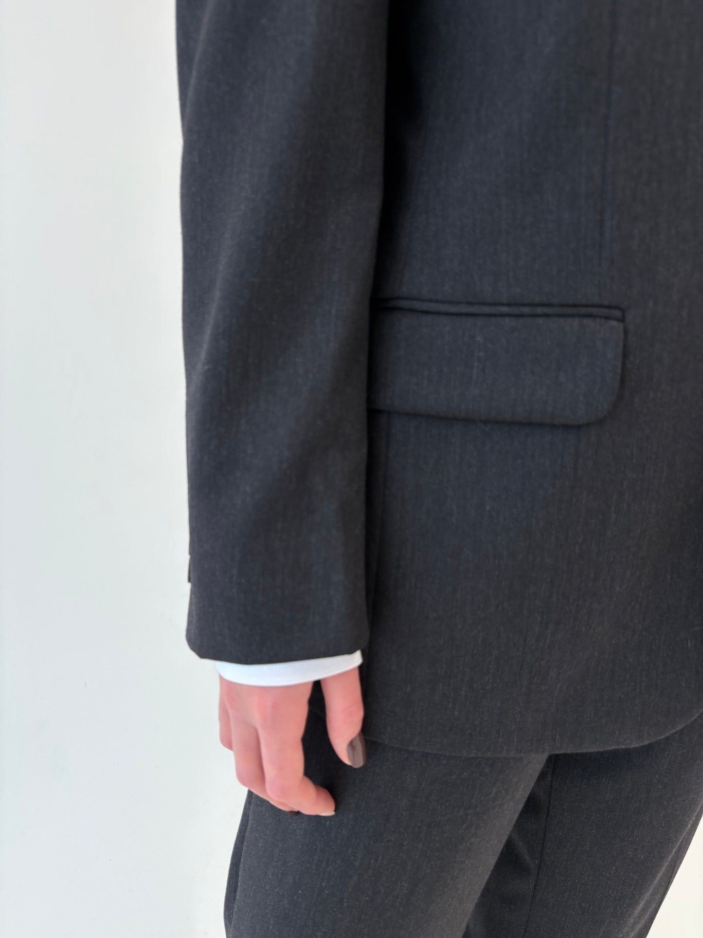 Costum italian charcoal gray din 3 piese și lana extrafina