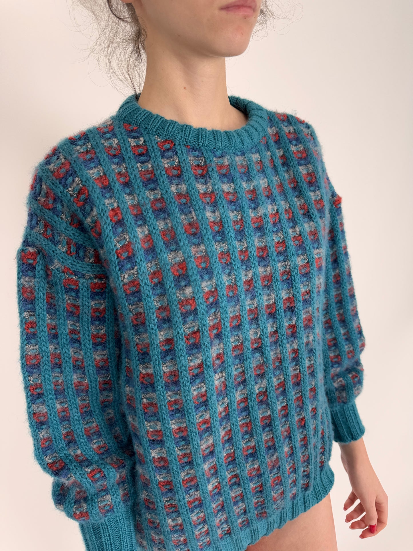 Pulover vintage gros din lana texturată