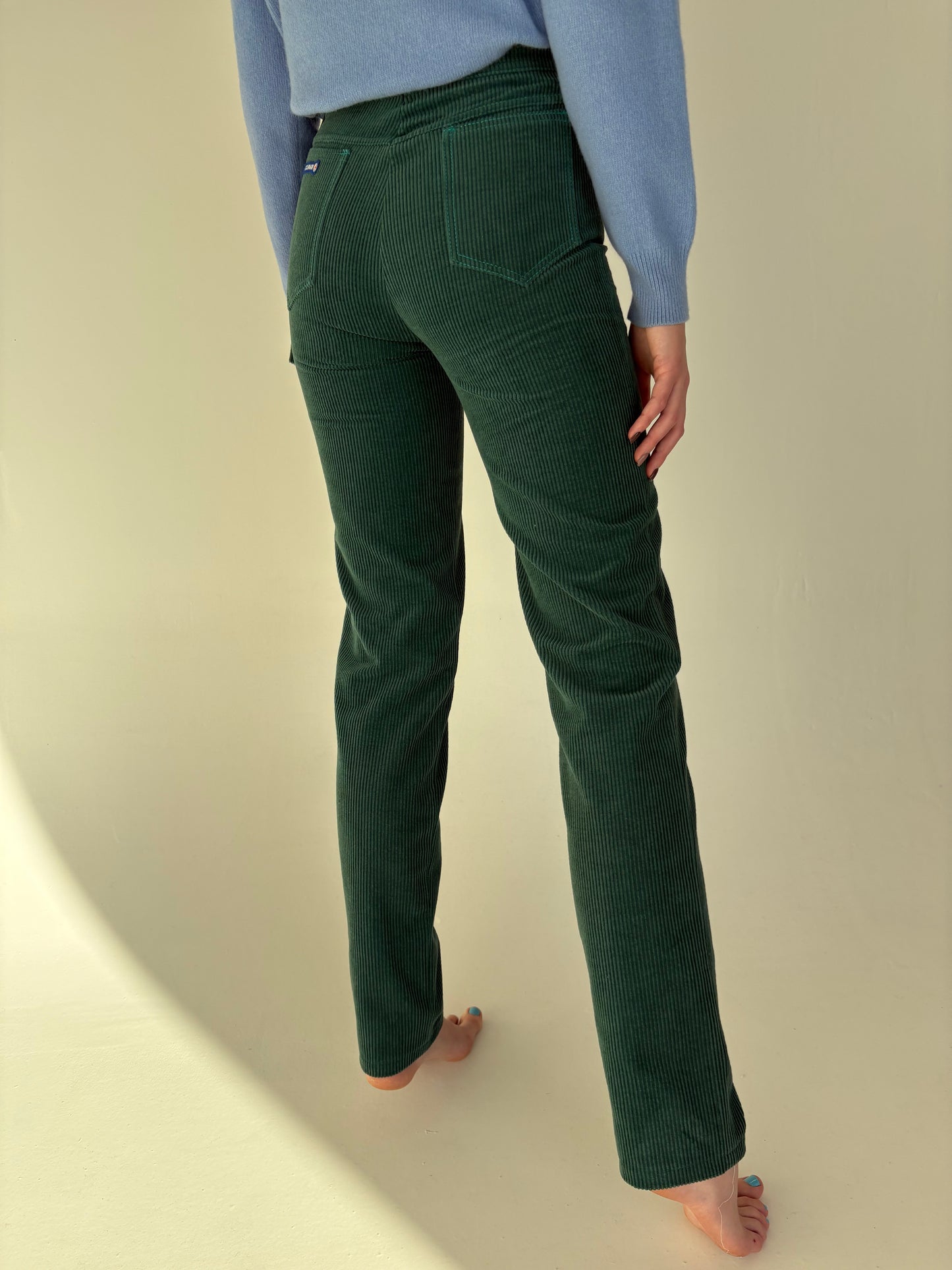 Pantaloni luxury Colmar noi sport cu etichetă din corduroy forest green