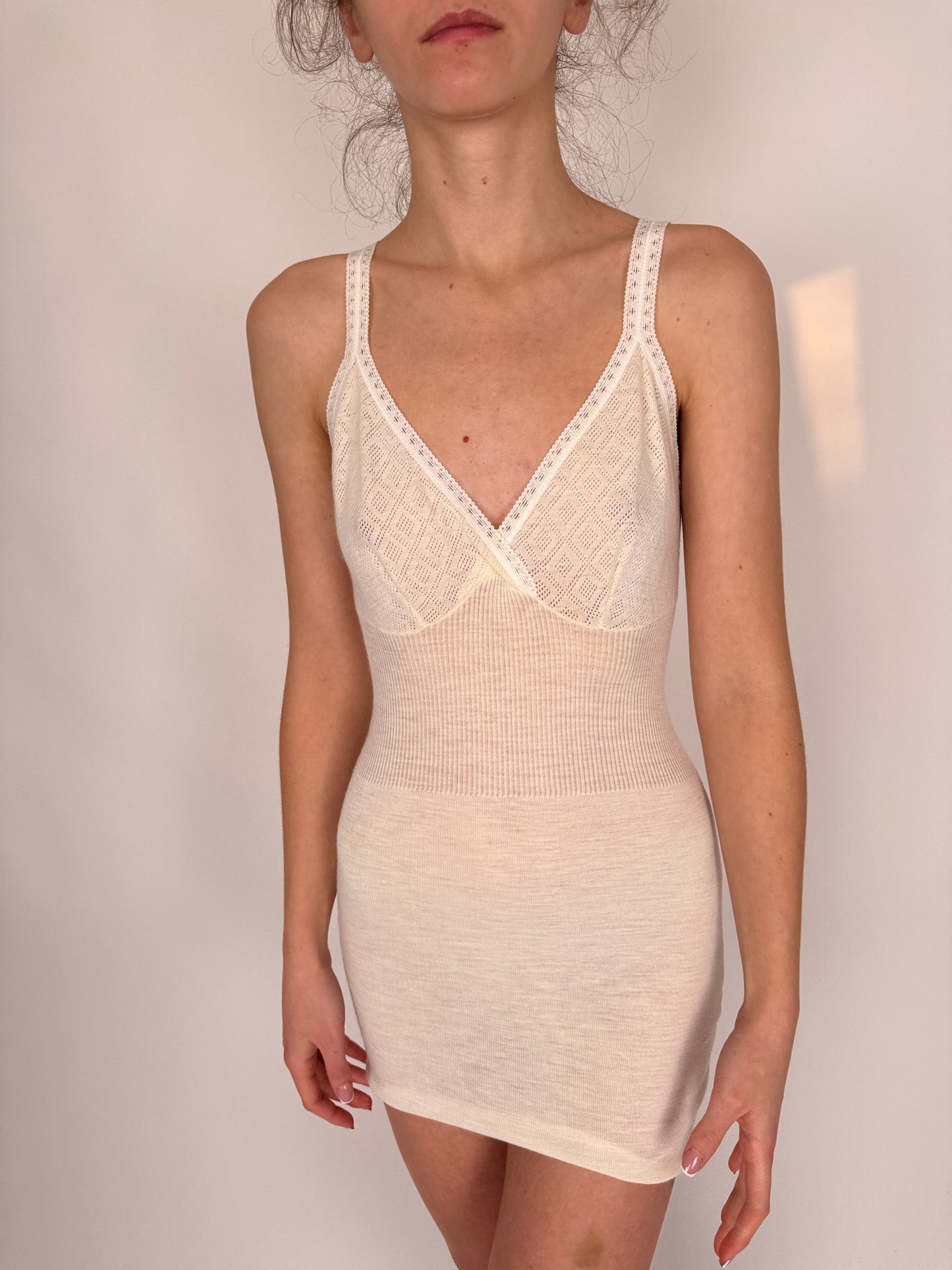 Top/Furou cambrat din mix de lana merino extrafina irestringibila