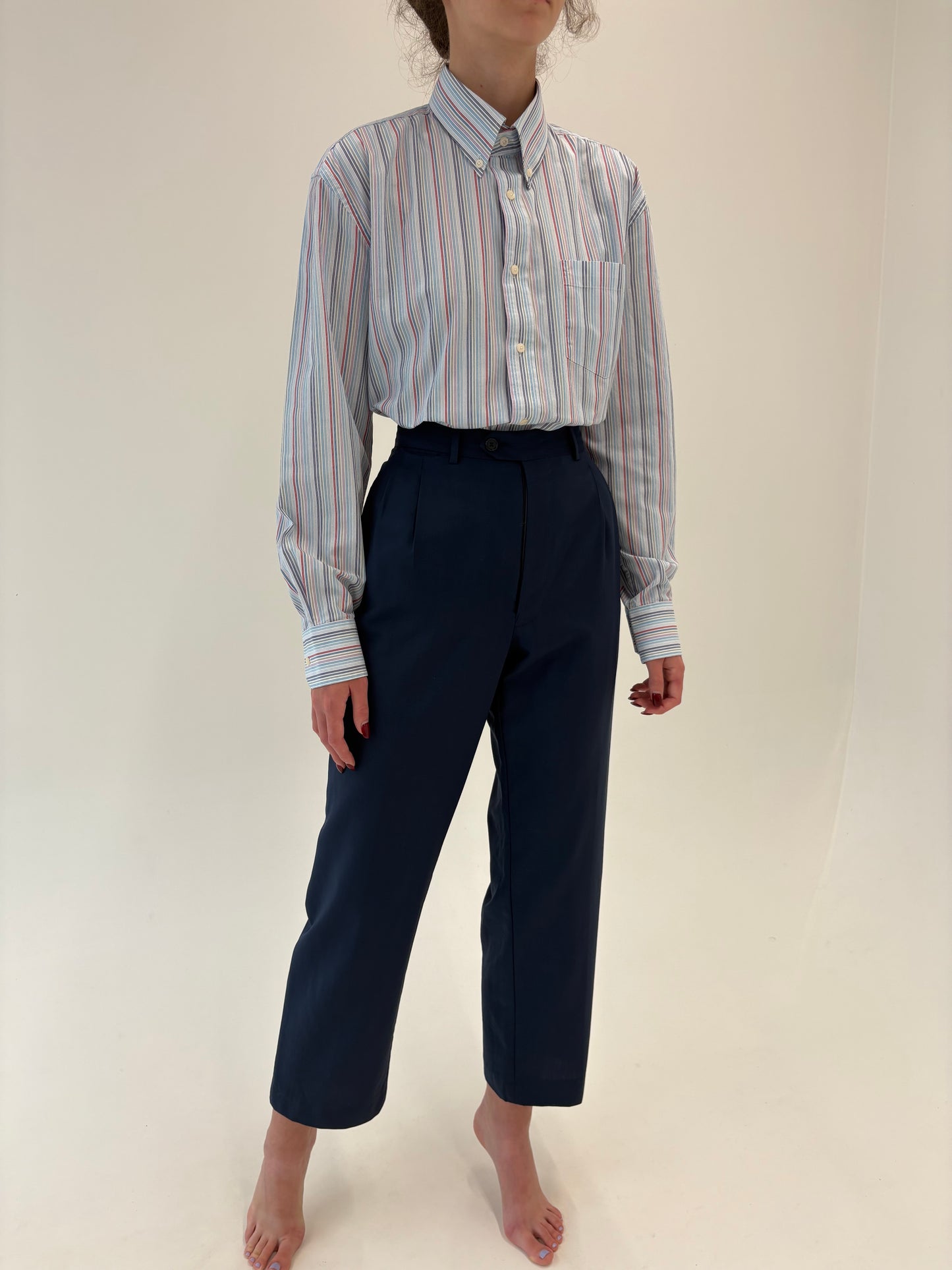 Pantaloni din lana pura extrafina virgină certificată cu pense