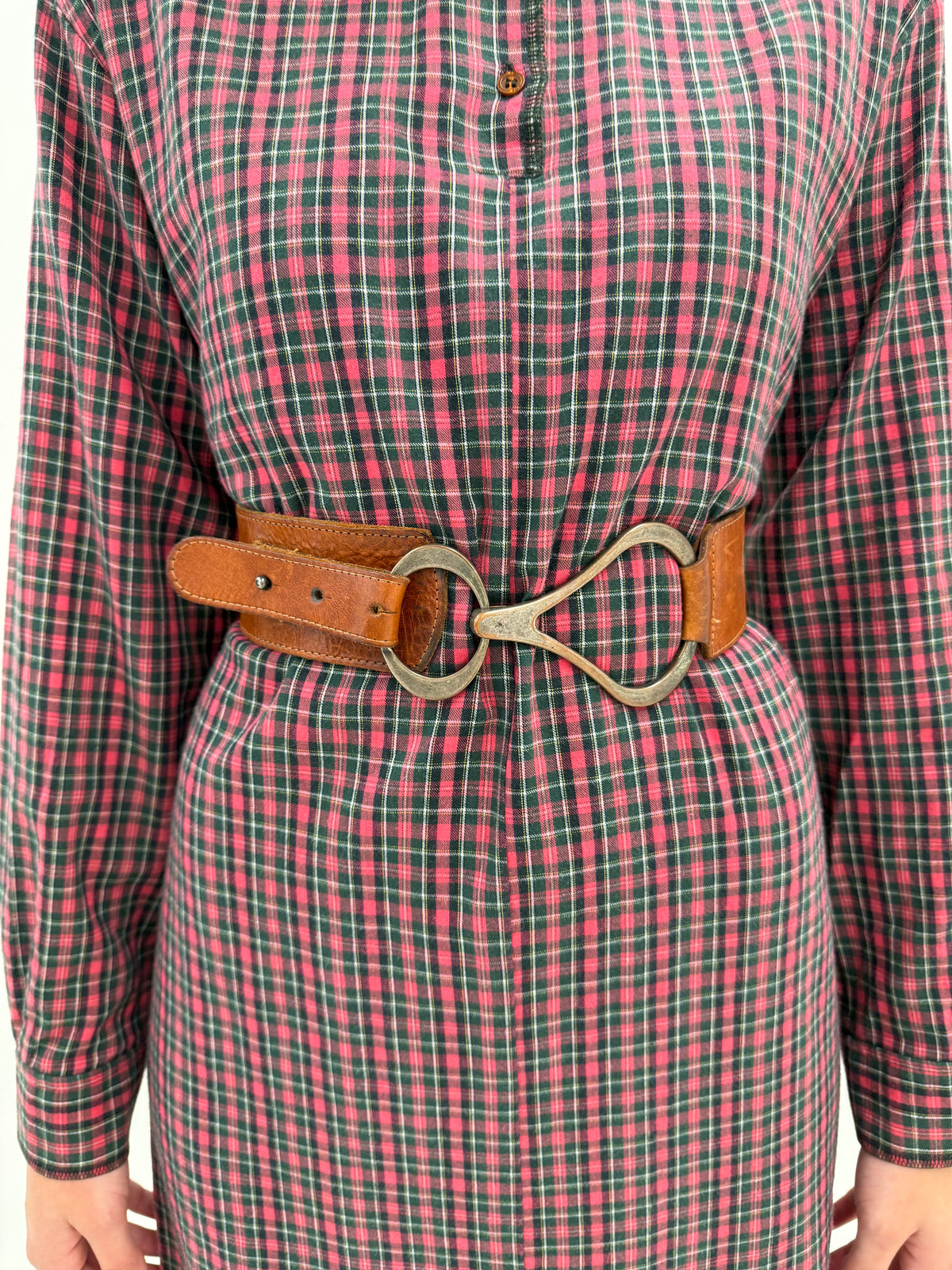 Centura statement din piele naturală groasă caramel brown