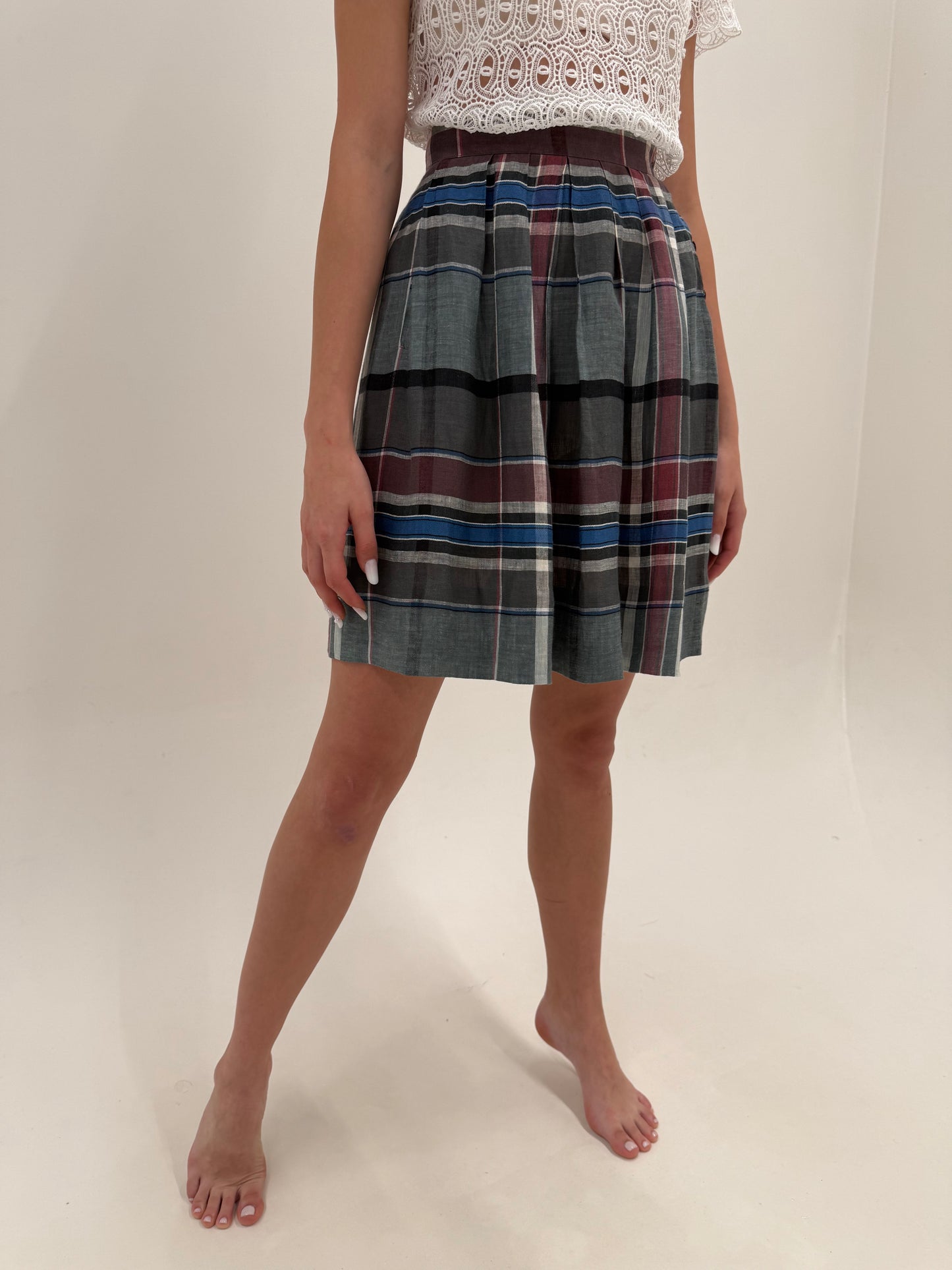 Fustă plisata vintage Max Mara din in excepțional cu talie ultra înaltă