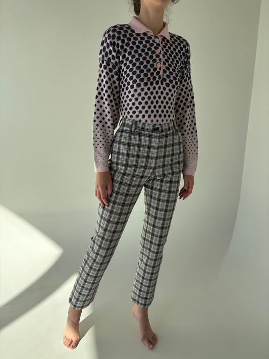 Jeans ultra confort modelatori carouri și combinație clasică de culori