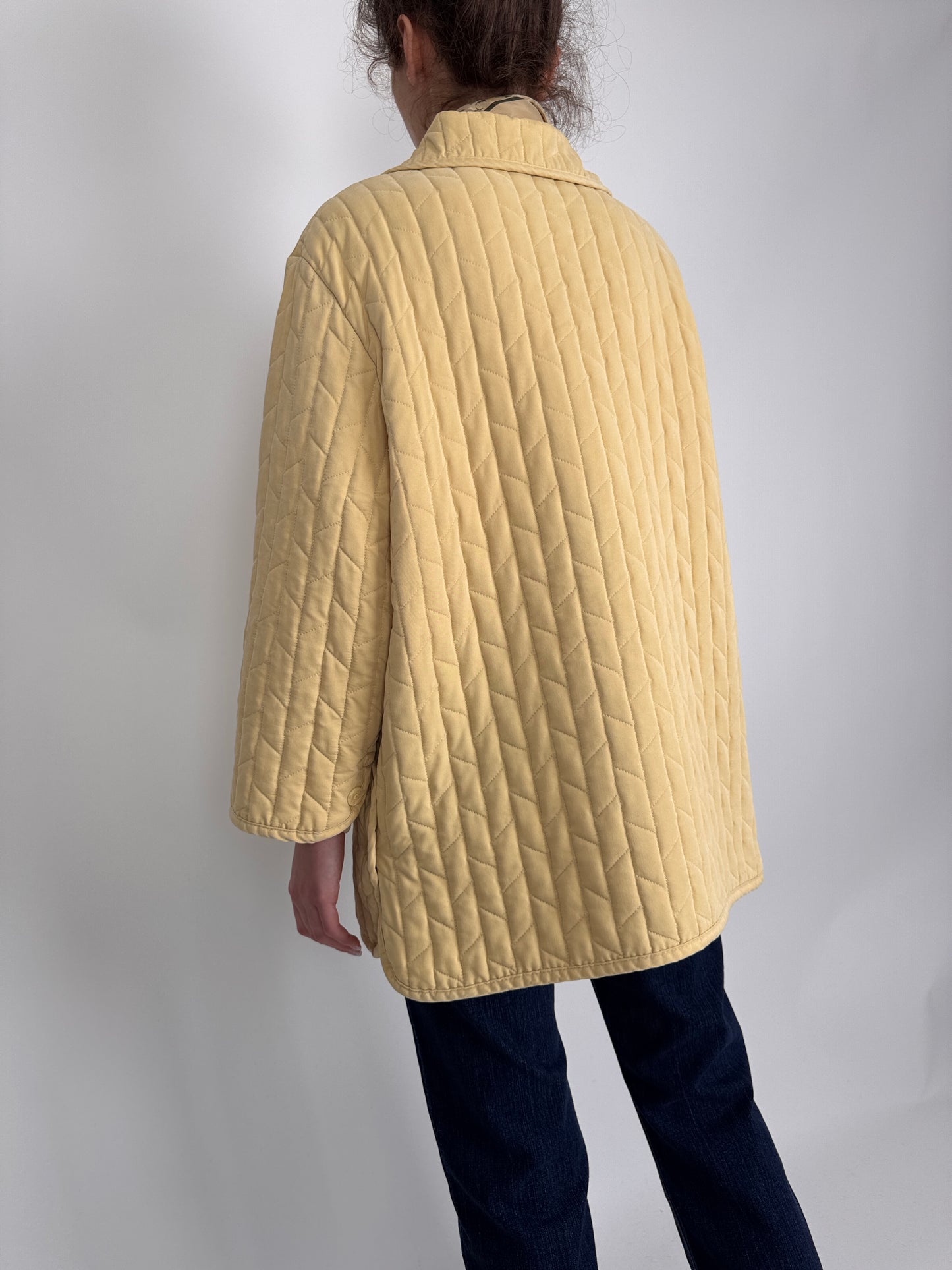 Geacă matlasata petite subțire butter Yellow în croi clasic