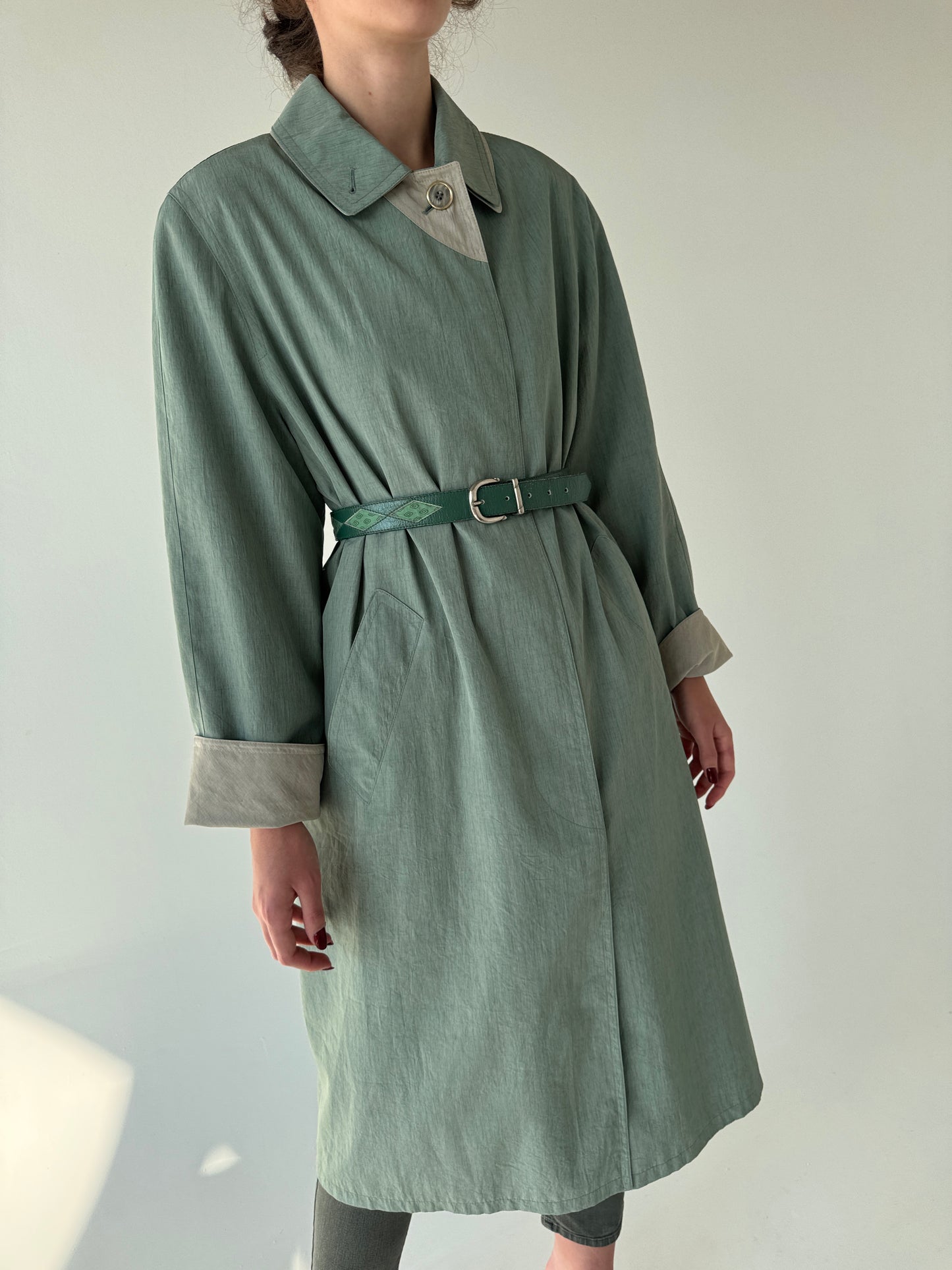 Trench vintage impermeabil ultra ușor cu mâneci reglabile
