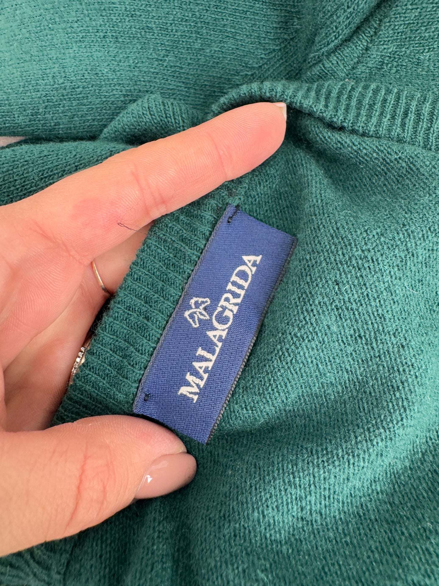 Pulover italian pine green din lana merino extrafina