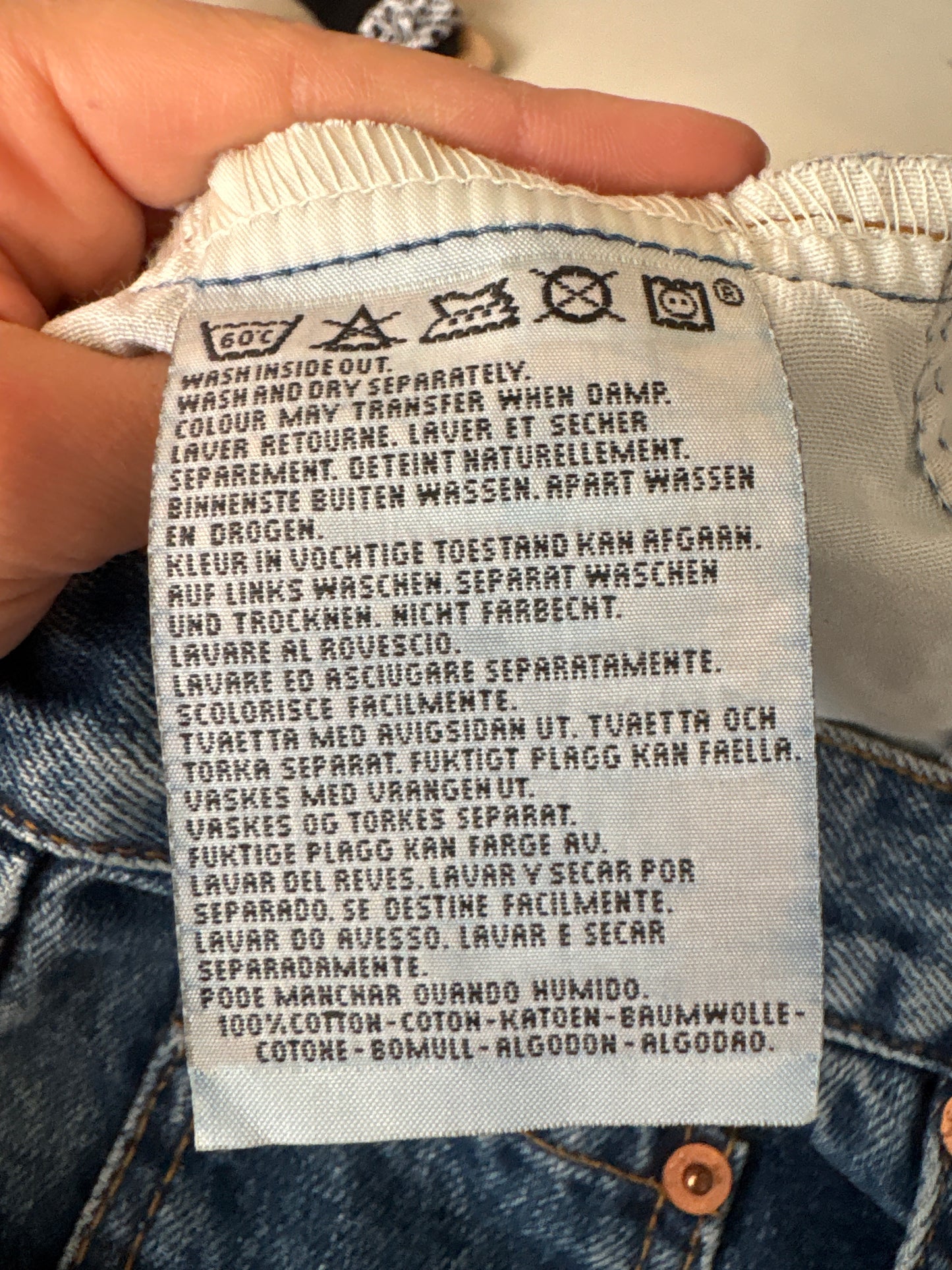 Jeans tall mom fit cu talie ultra înaltă din bumbac gros classic wash