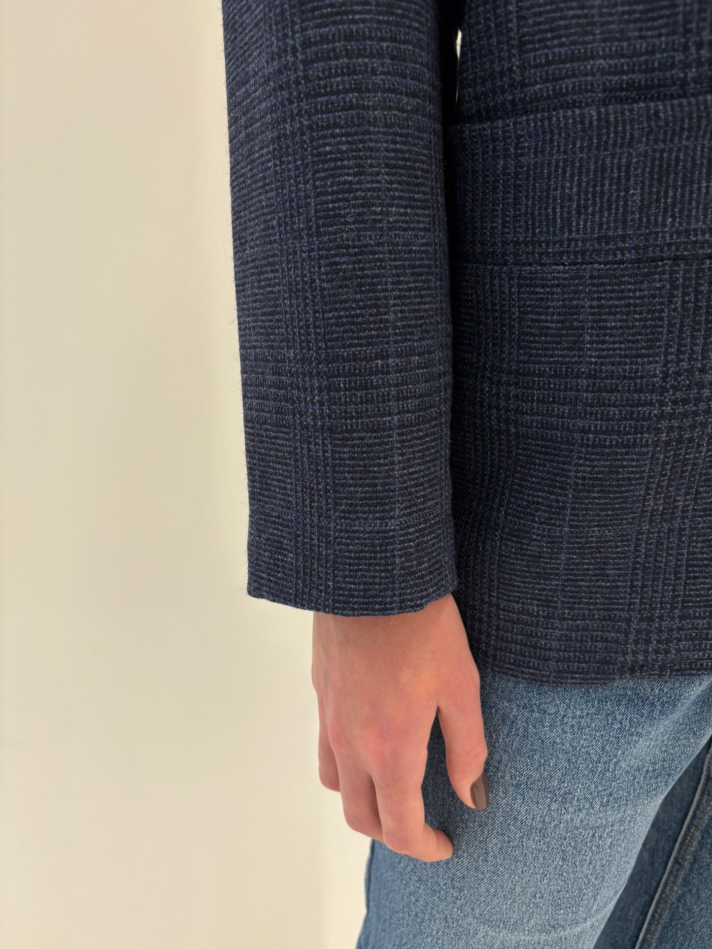 Sacou petite luxury Pierre Cardin din stofă plină de lana în carouri