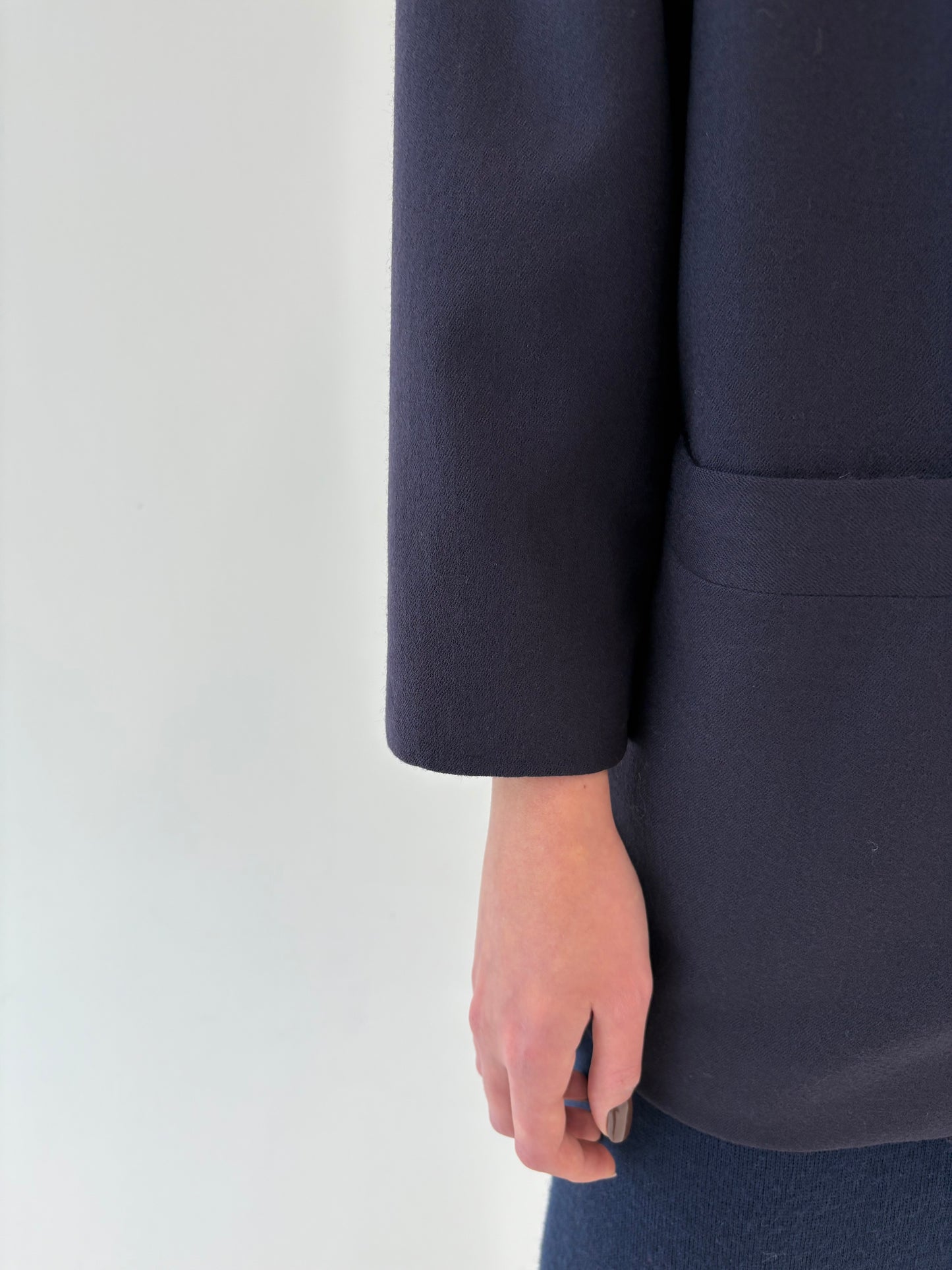 Sacou vintage Navy petite din lana extrafina cu închidere dublă