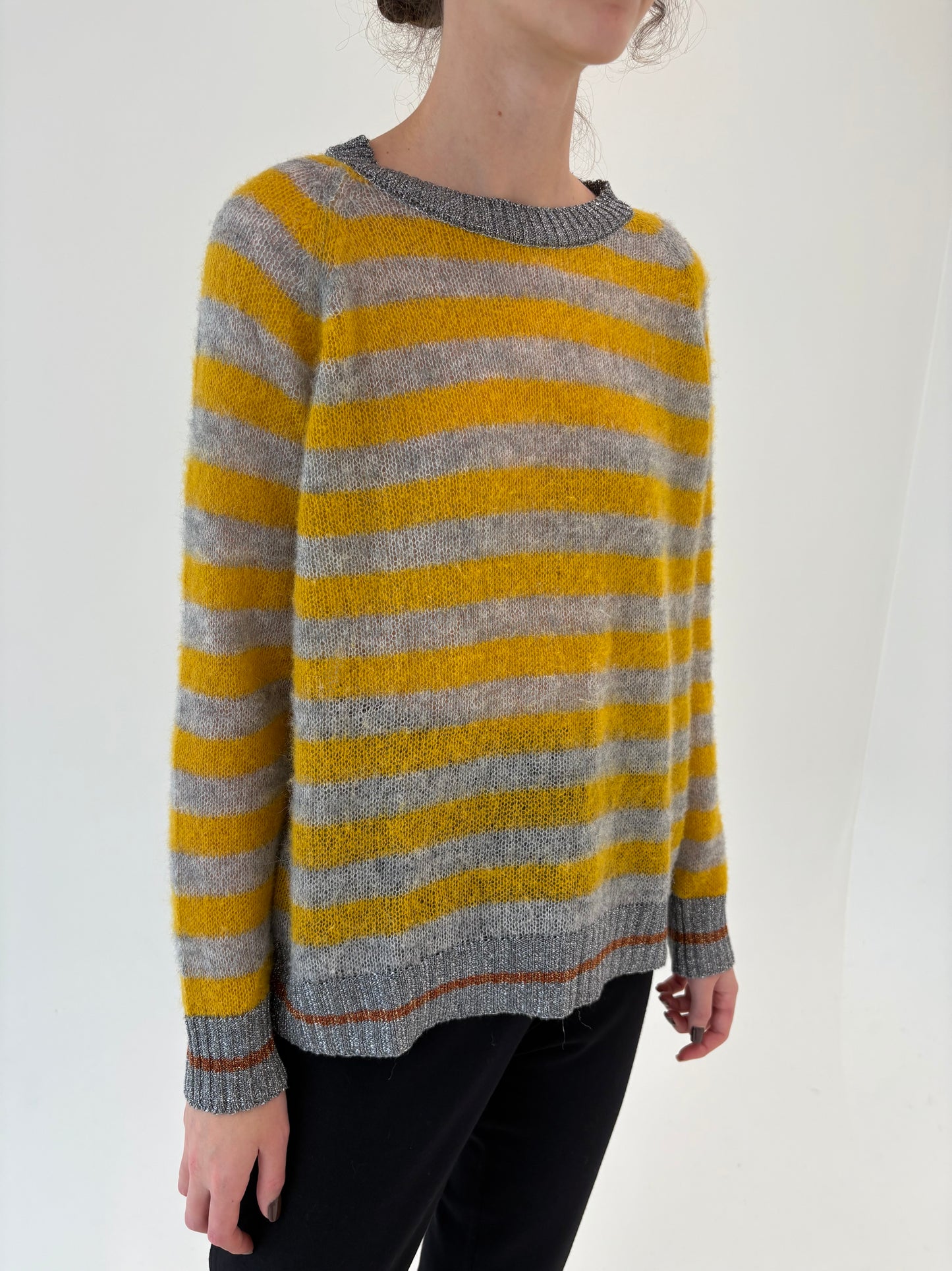 Pulover italian în dungi din baby mohair